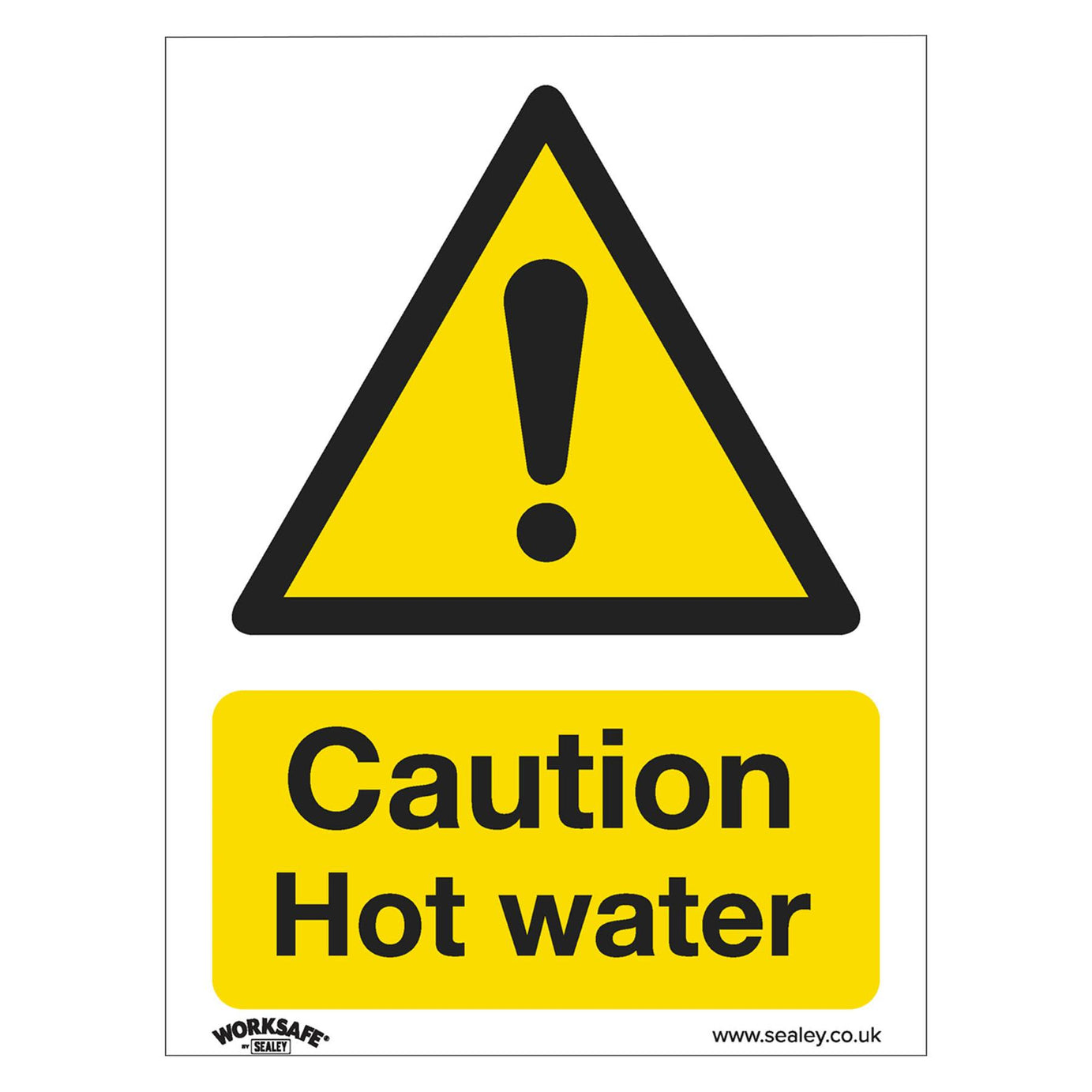 Warning Safety Sign - Caution Hot Water - Self-Adhesive Vinyl