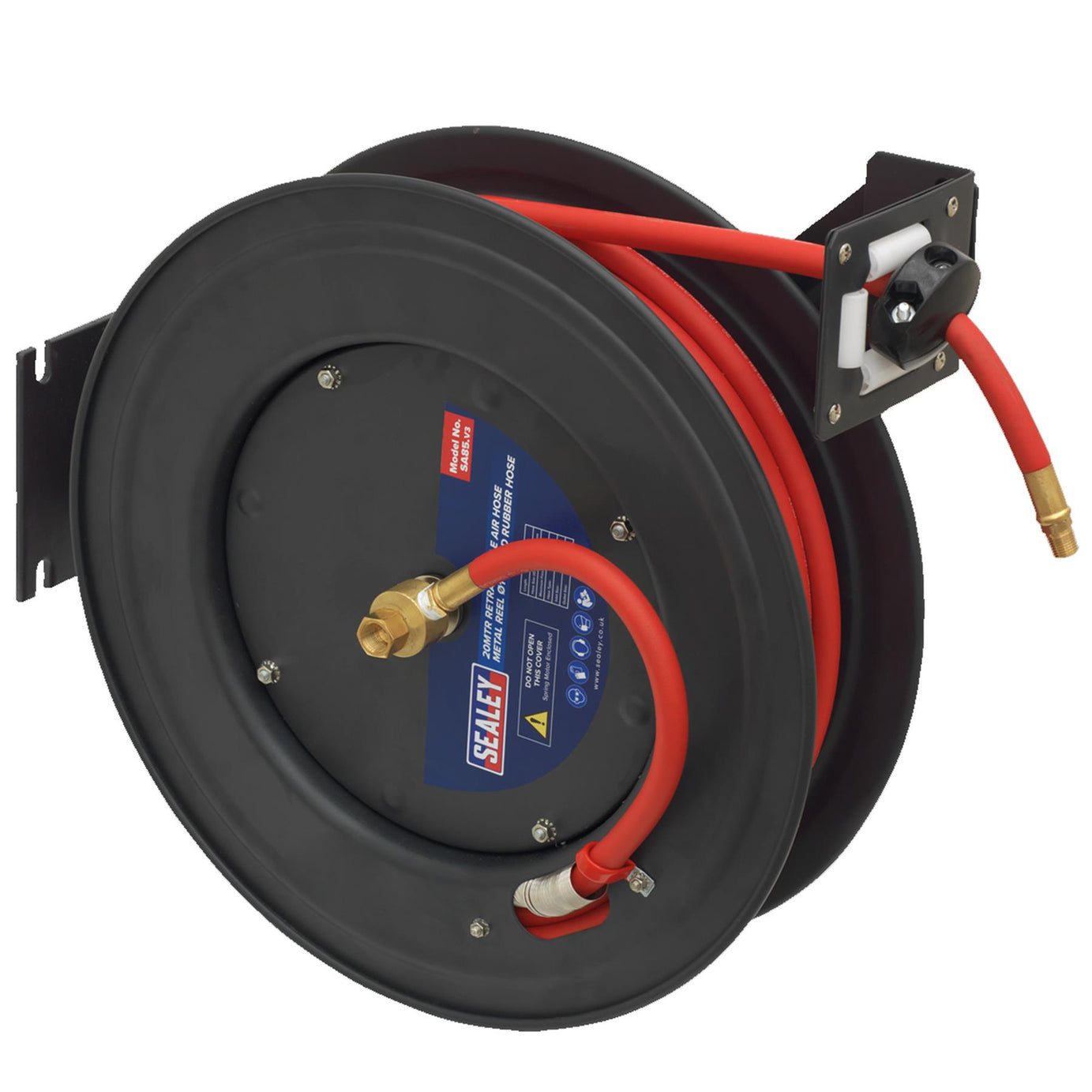 Sealey Retractable Air Hose Steel Reel 20m 10mm ID Rubber Hose