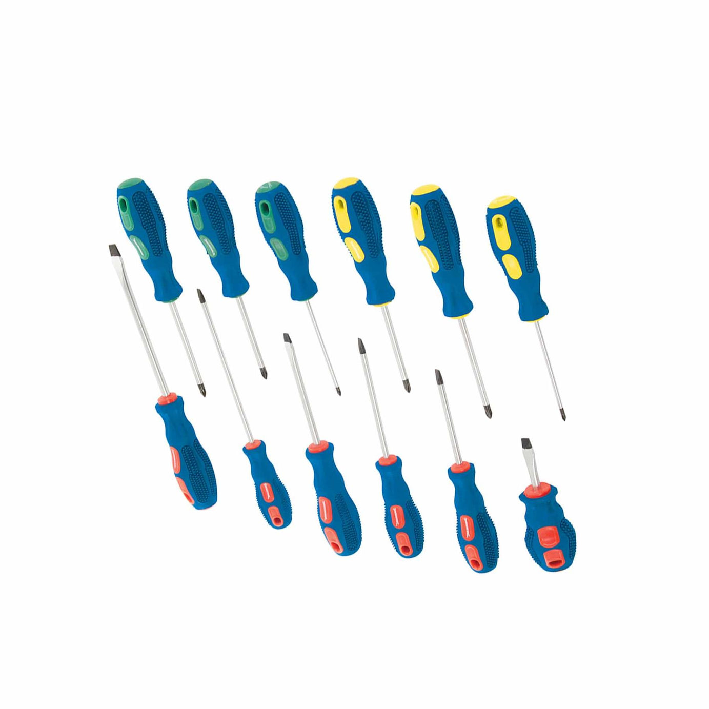 12 Piece Screwdriver Set PZ Flat Slotted Phillips Pozidrive Magnetic Tip