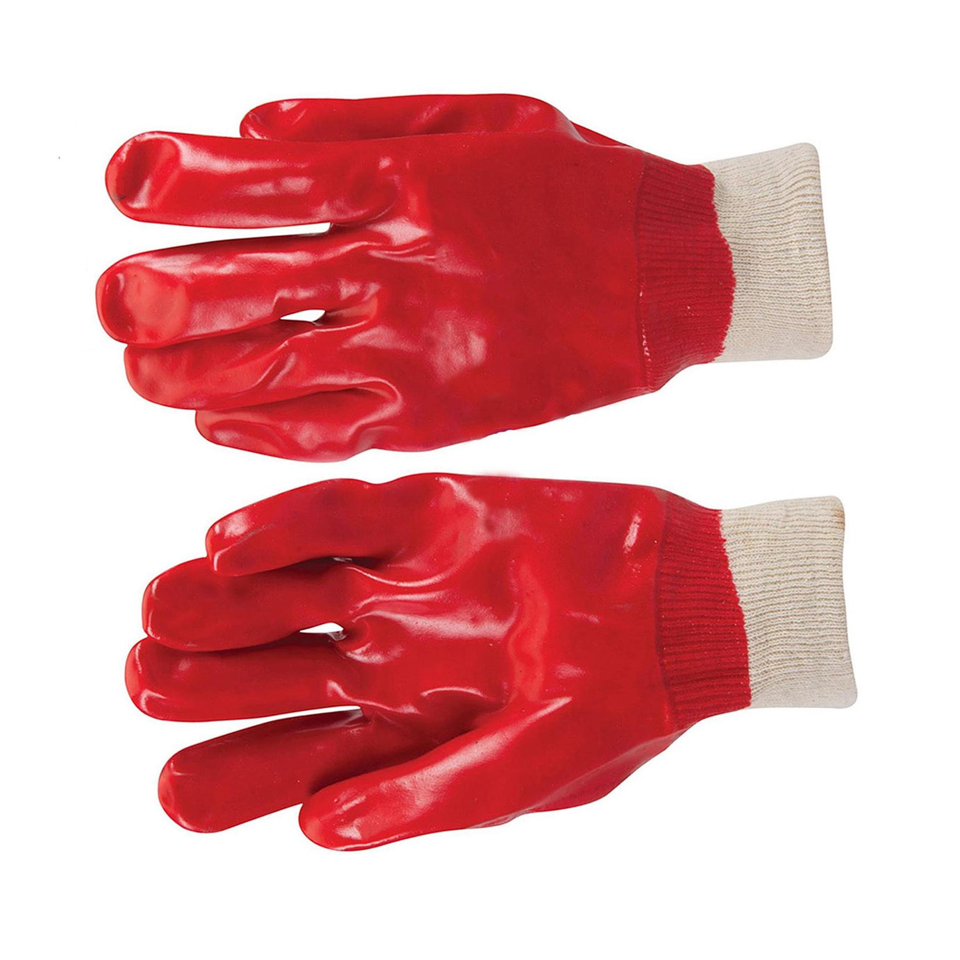 3 X Red PVC Gloves Full Dipped Quality Safety Protective Workwear Ppe New