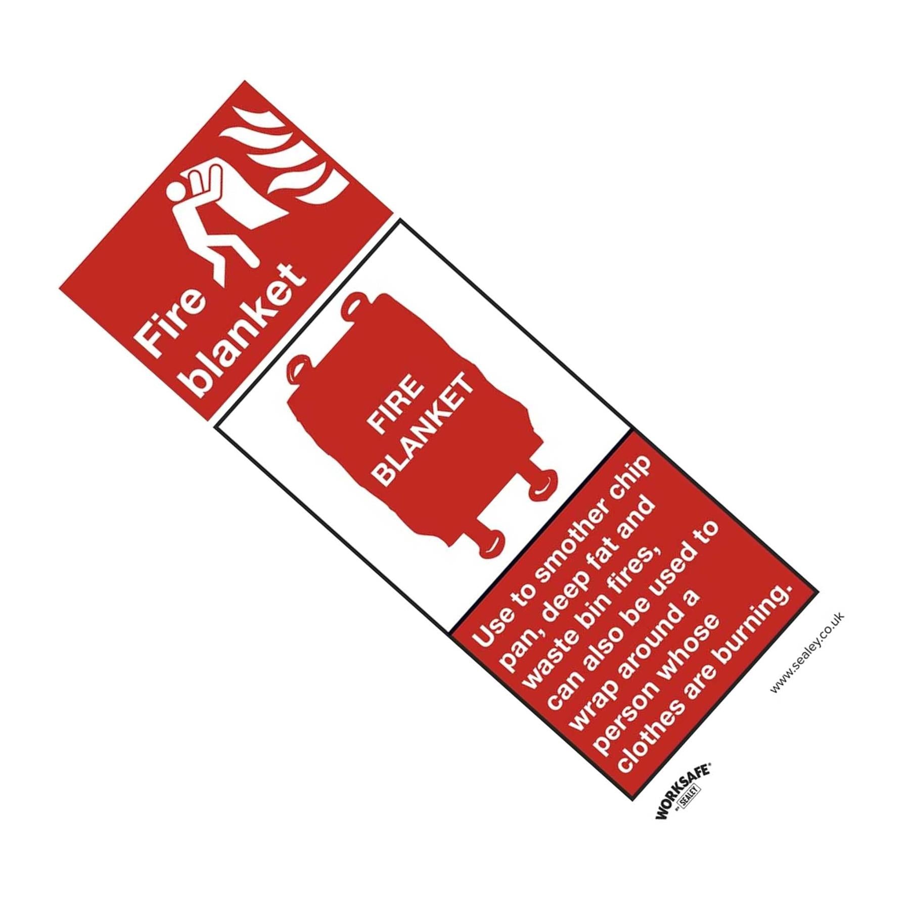 Sealey Safe Conditions Safety Sign - Fire Blanket - Self-Adhesive Vinyl - Pack of 10
