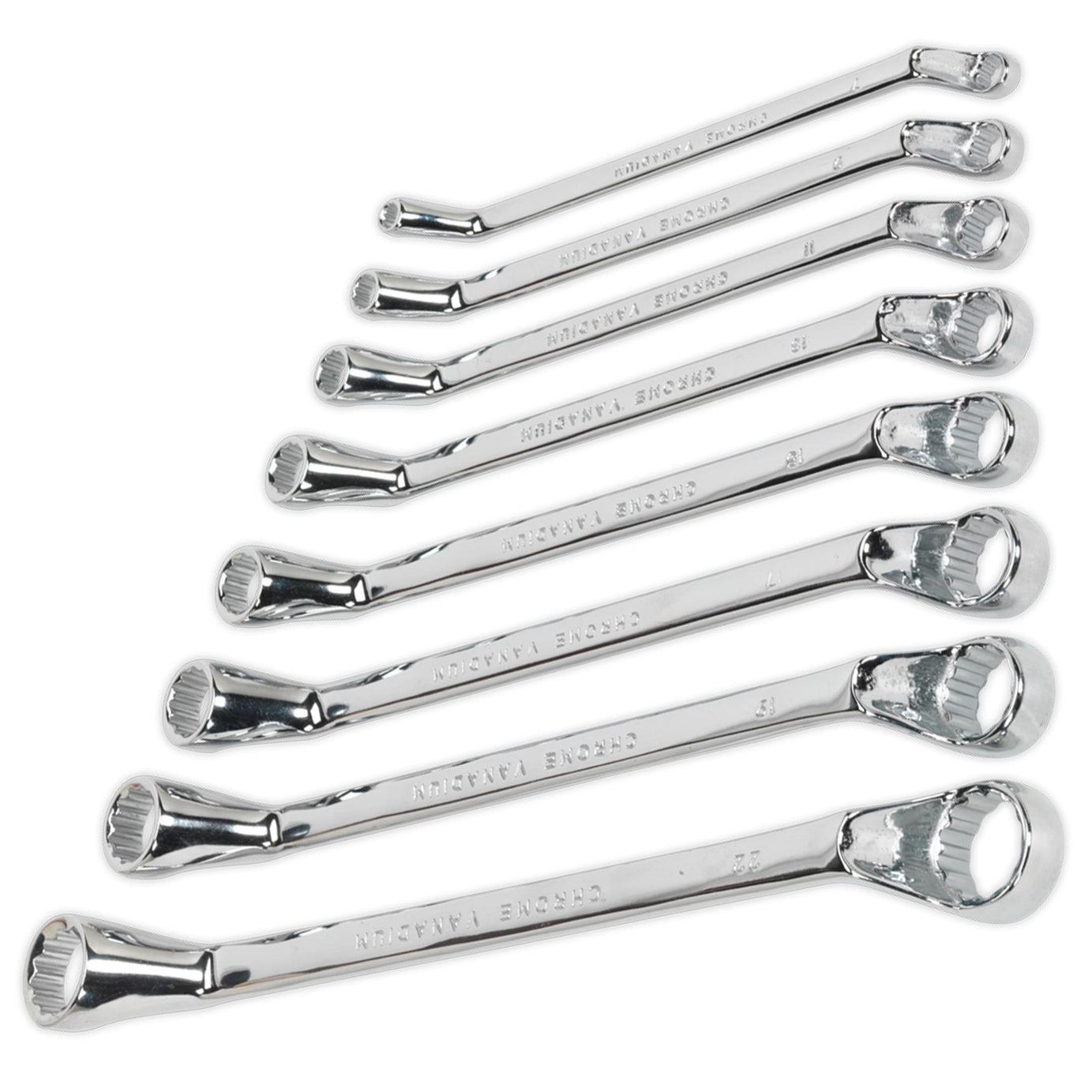 Sealey Deep Offset Ring Spanner Set 8pc Metric