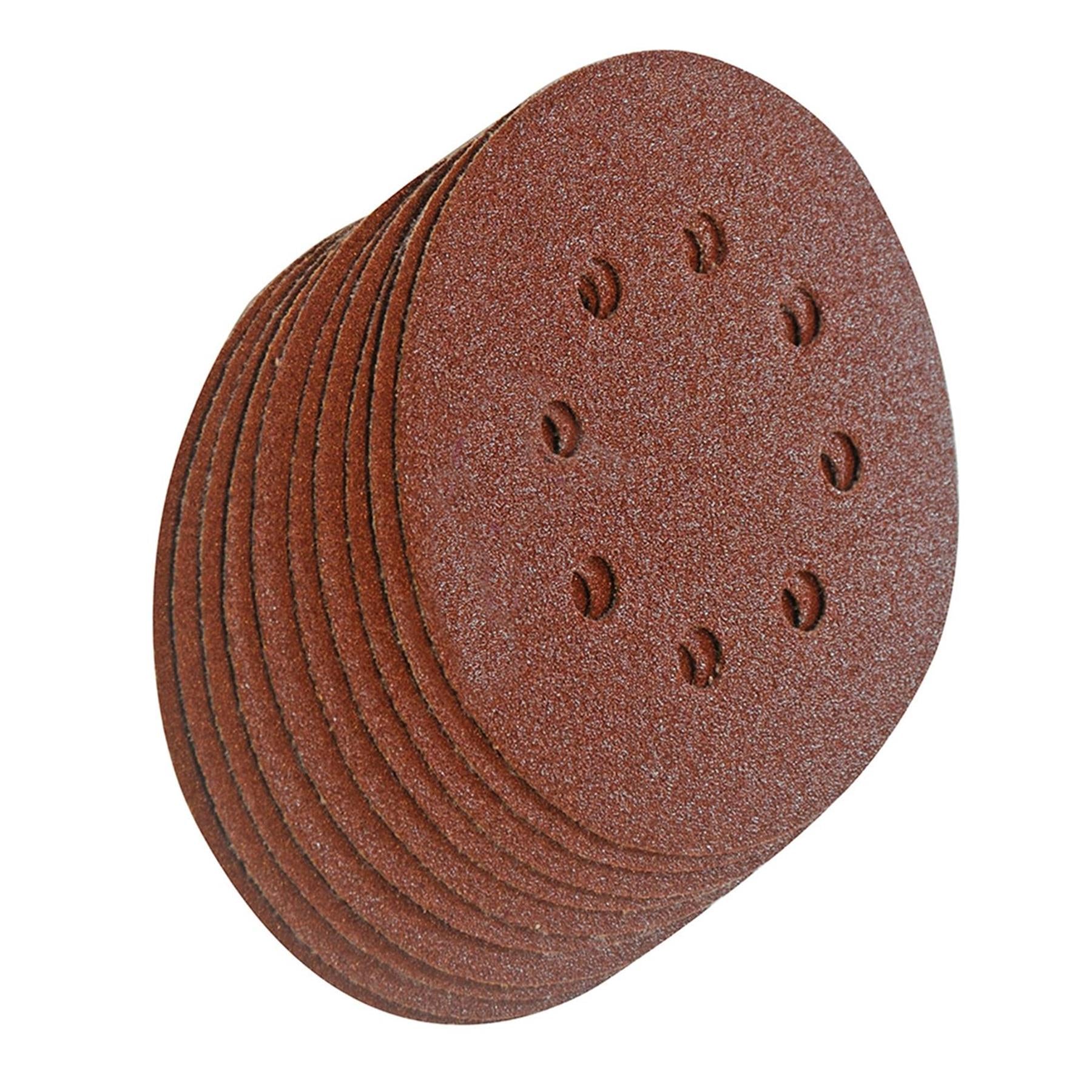 Punched Sanding Discs 125mm 10Pk Grit 60 Hook & Loop Aluminium Oxide DIY
