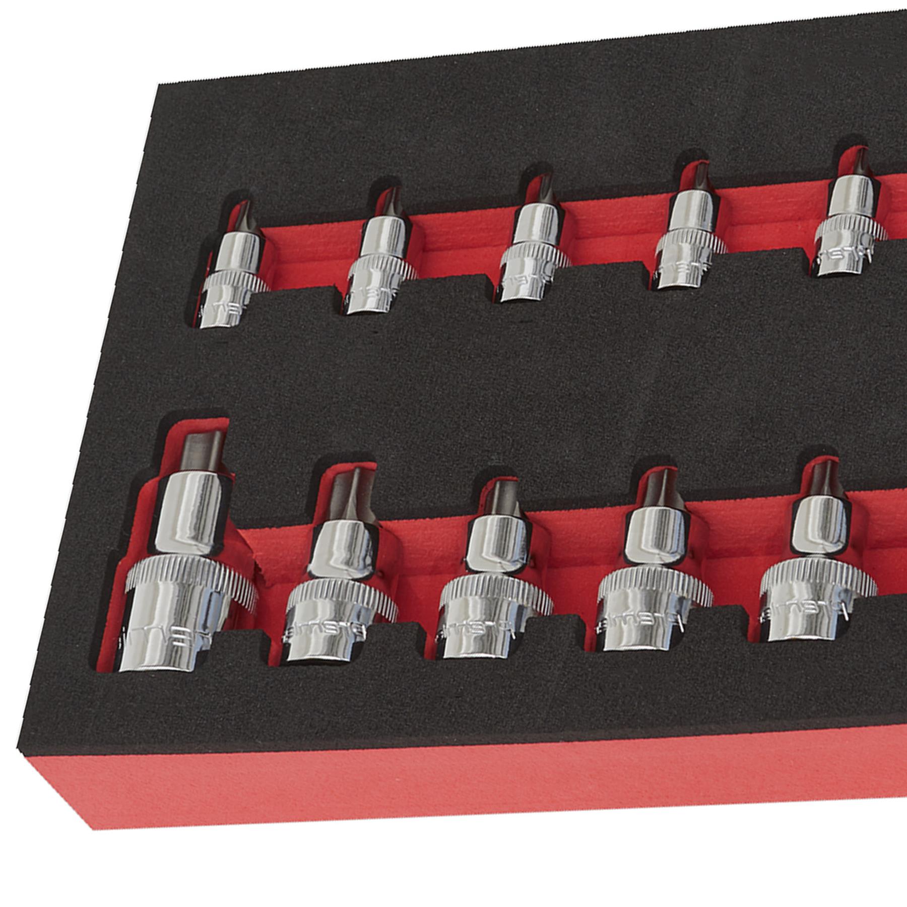 Sealey TRX-Star* Socket Bit Set 12pc Stubby 1/4",3/8"&1/2"Sq Drive