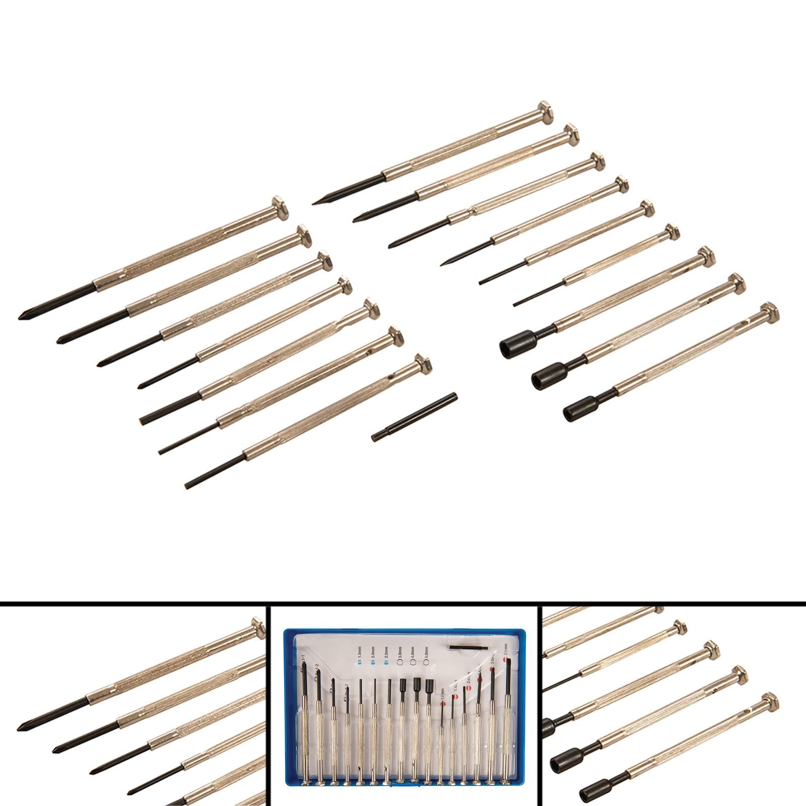 16Pce Jewellers Precision Screwdriver Set Phillips Slotted Hex & Nut Driver