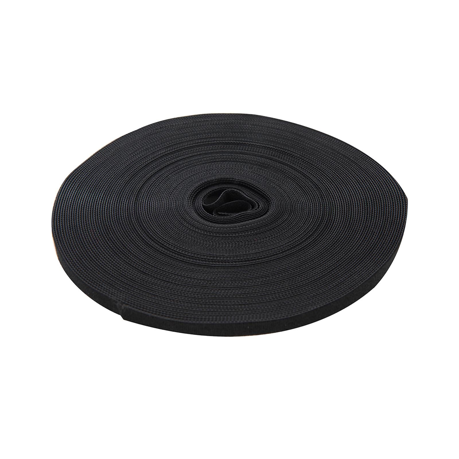 Self-Wrap Hook & Loop Tape Black - 10mm X 25M Double-Sided 100% Nylon Reusable