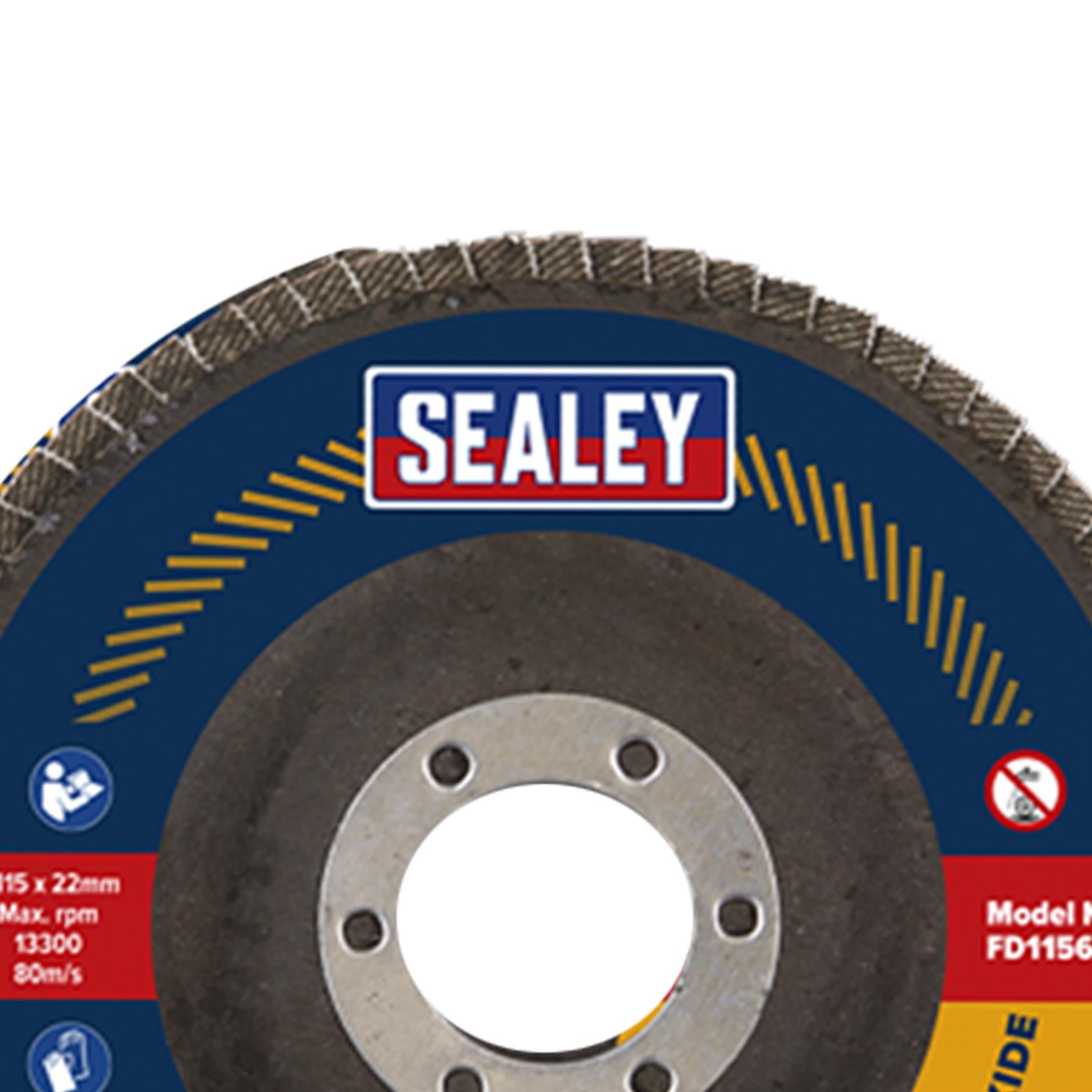 Sealey Assorted Grit Flap Disc Alum. Oxide �115mm �22mm Bore -Pk 10