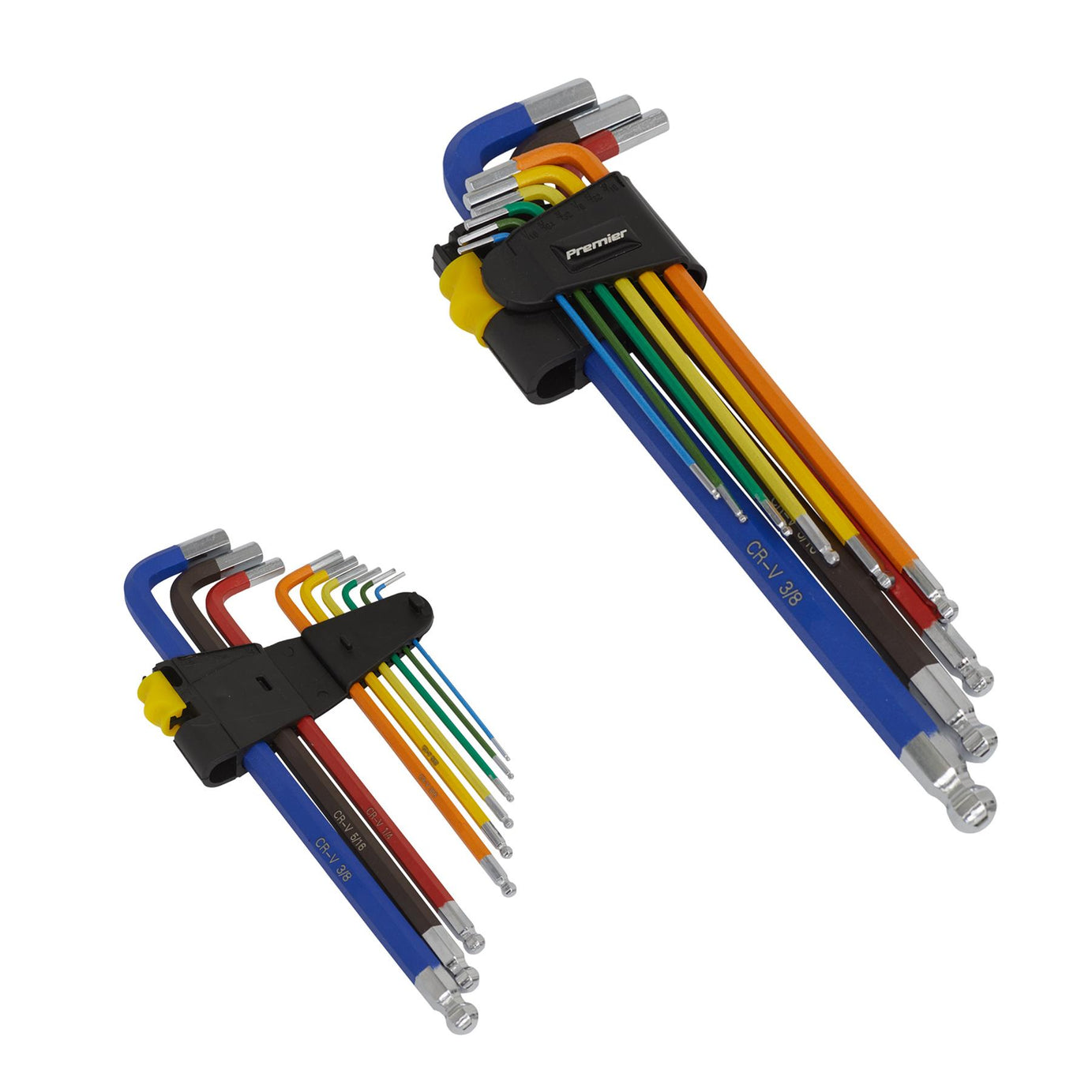 Sealey Ball-End Hex Key Set Extra-Long 9pc Colour-Coded Imperial