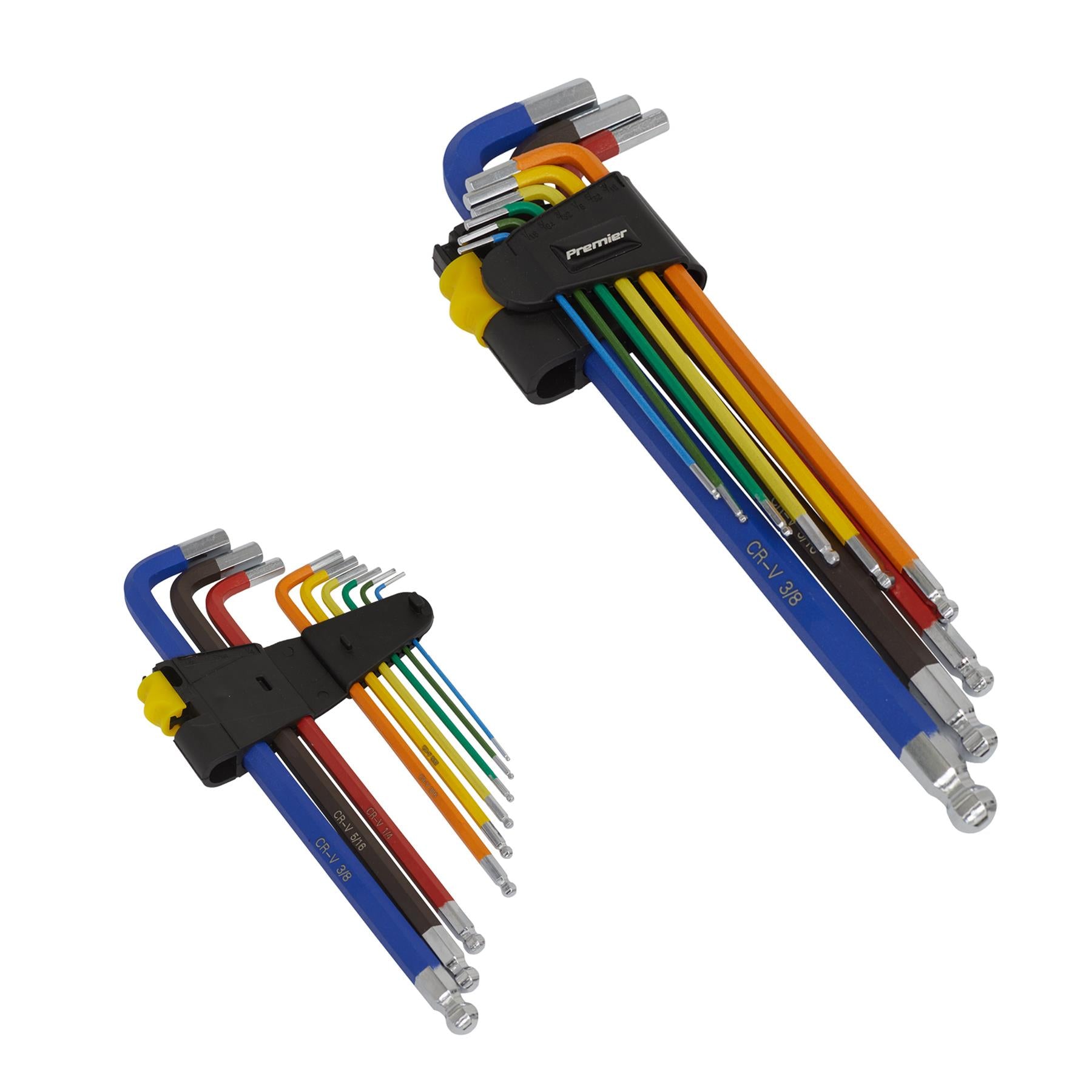 Sealey Ball-End Hex Key Set Extra-Long 9pc Colour-Coded Imperial