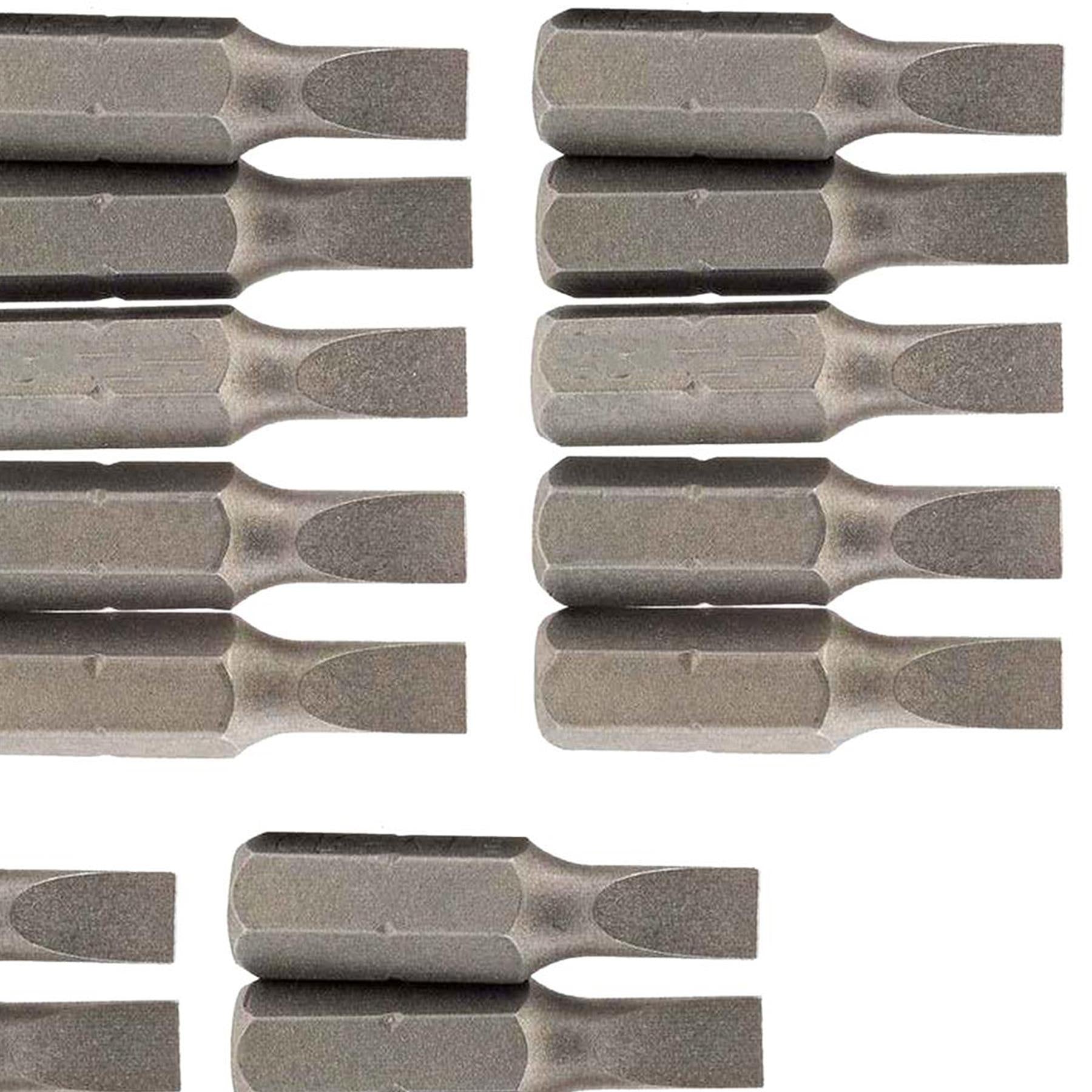 Slotted Screwdriver Bits 6mm CRV Chrome Vanadium Steel 1/4" Hex Drive 25Pcs