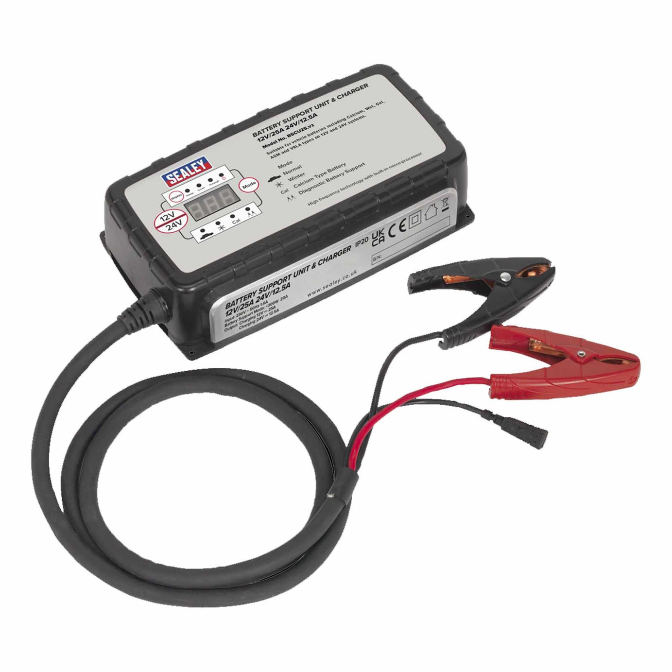 Sealey Battery Support Unit & Charger 12V-25A/24V-12.5A