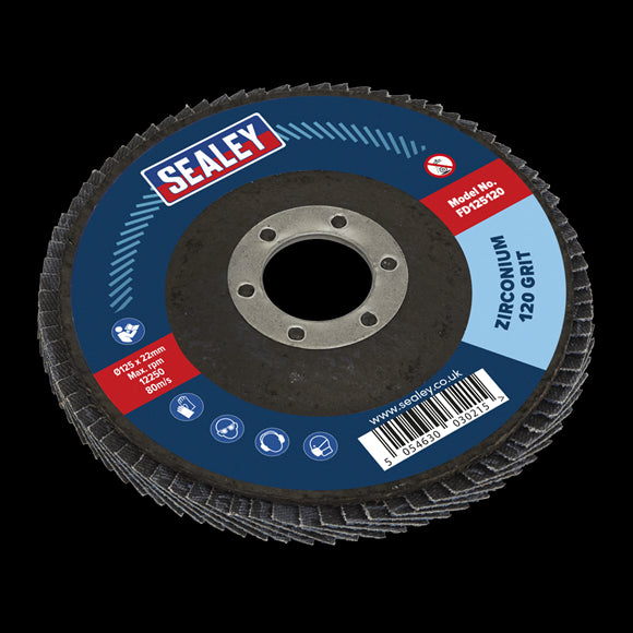 Sealey Flap Disc Zirconium �125mm �22mm Bore 120Grit