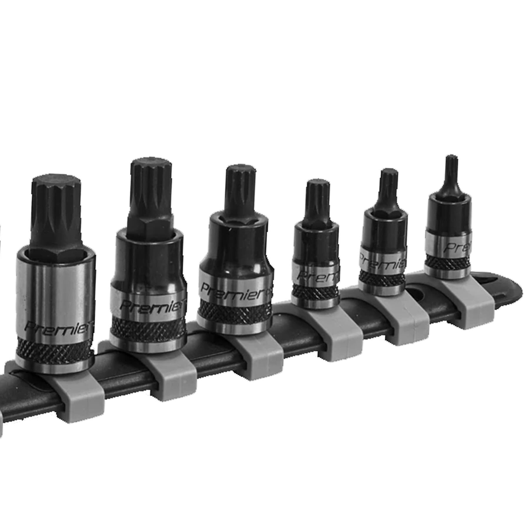 Sealey Spline Socket Bit Set 8pc 1/4", 3/8", 1/2"Sq Dr Black Series