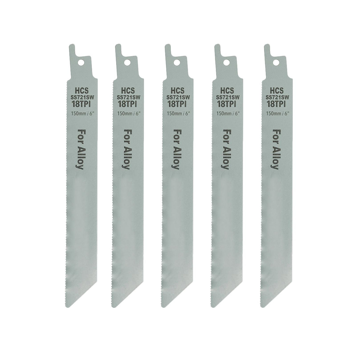 5 x Reciprocating Saw Blades 18 Tpi 150mm Wood & Soft Alloy Cutting Fine