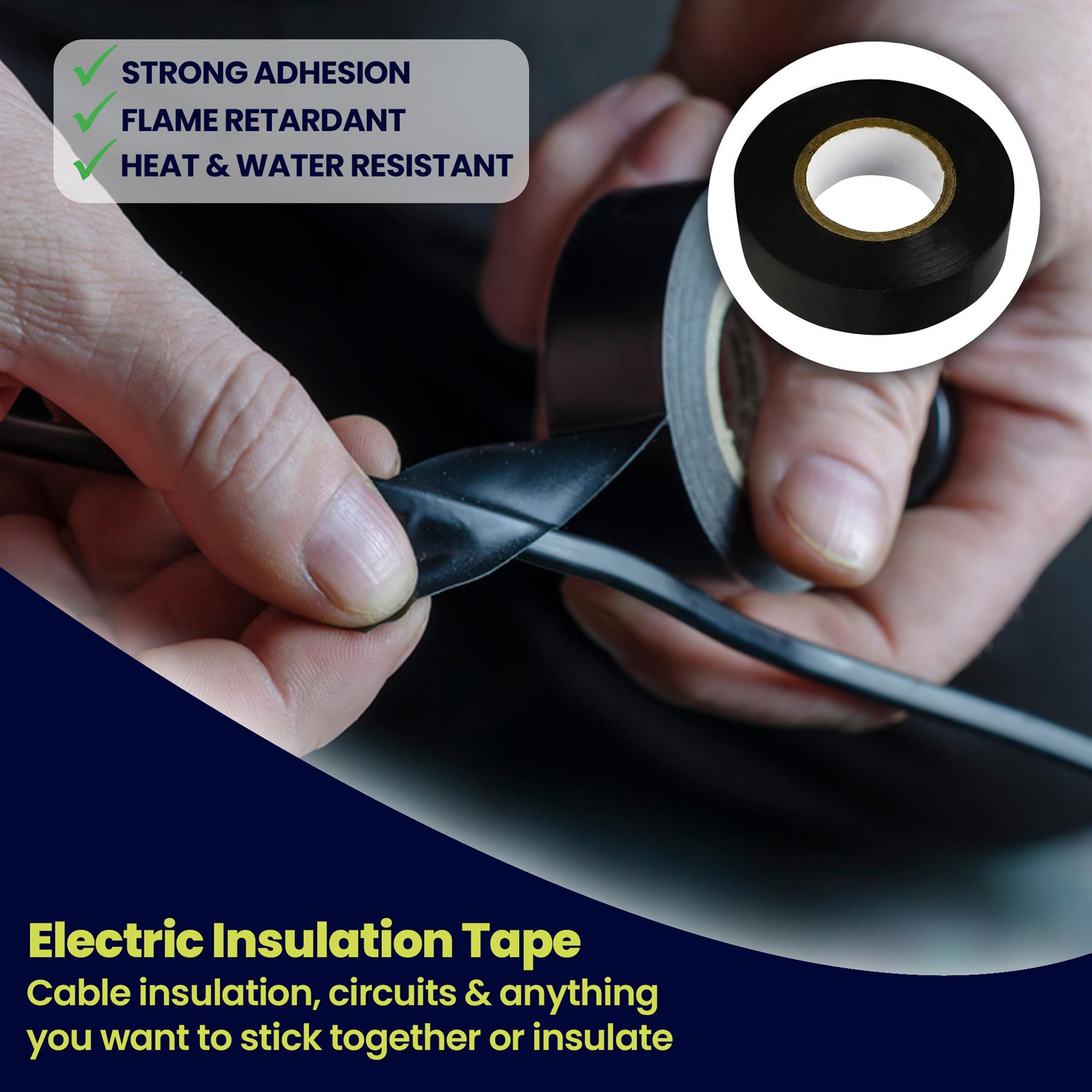 19mm X 33m Black Electrical PVC Insulation / Insulating Tape Flame Retardant 2PCS