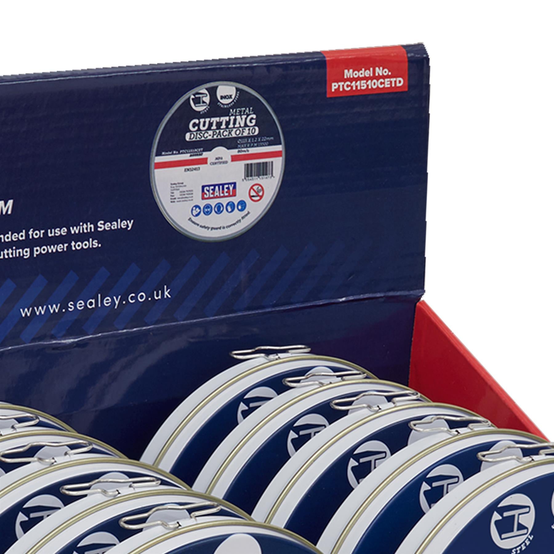 Sealey Cutting Disc 115 x 1.2mm Display Box 10 Packs of 10