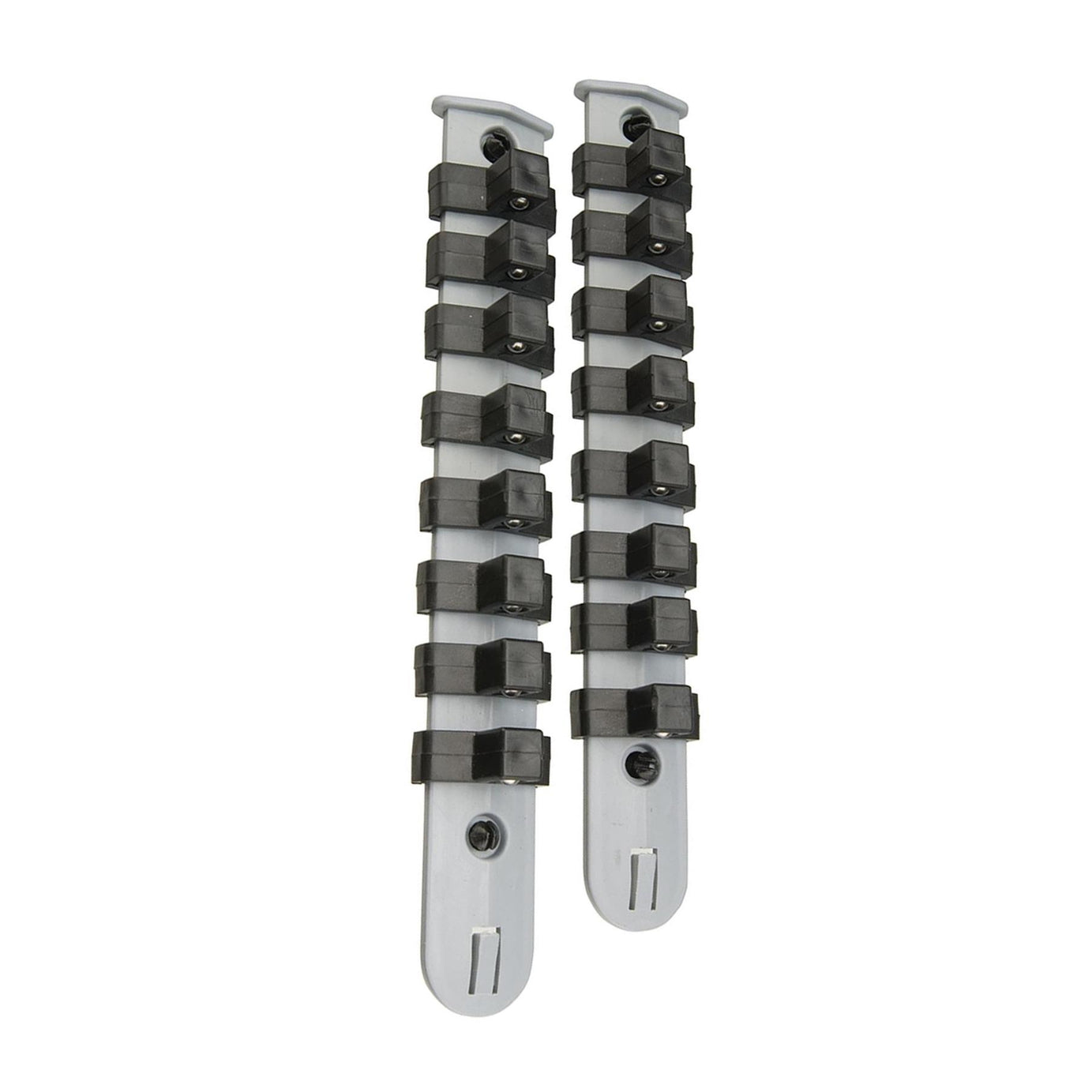 3/8" Drive Socket Holder Storage Organiser Rail Set - 16 Clips For Wall Mounting