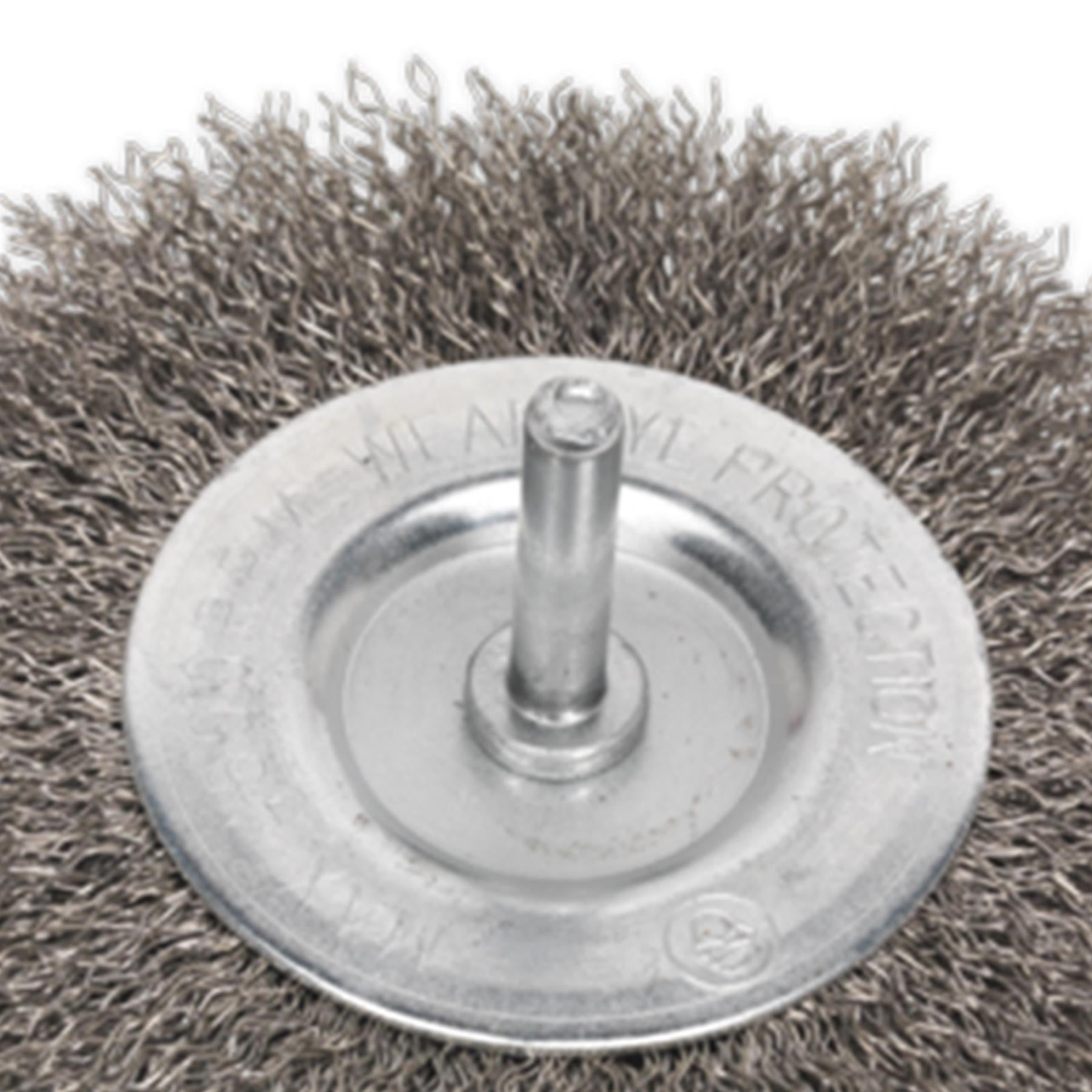 Sealey Flat Wire Brush Stainless Steel 100mm with 6mm Shaft