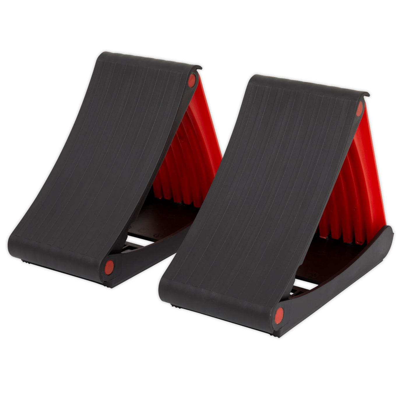 Fold Flat Wheel Chocks Pair Car Van Caravan Emergency Tyre Change Sealey