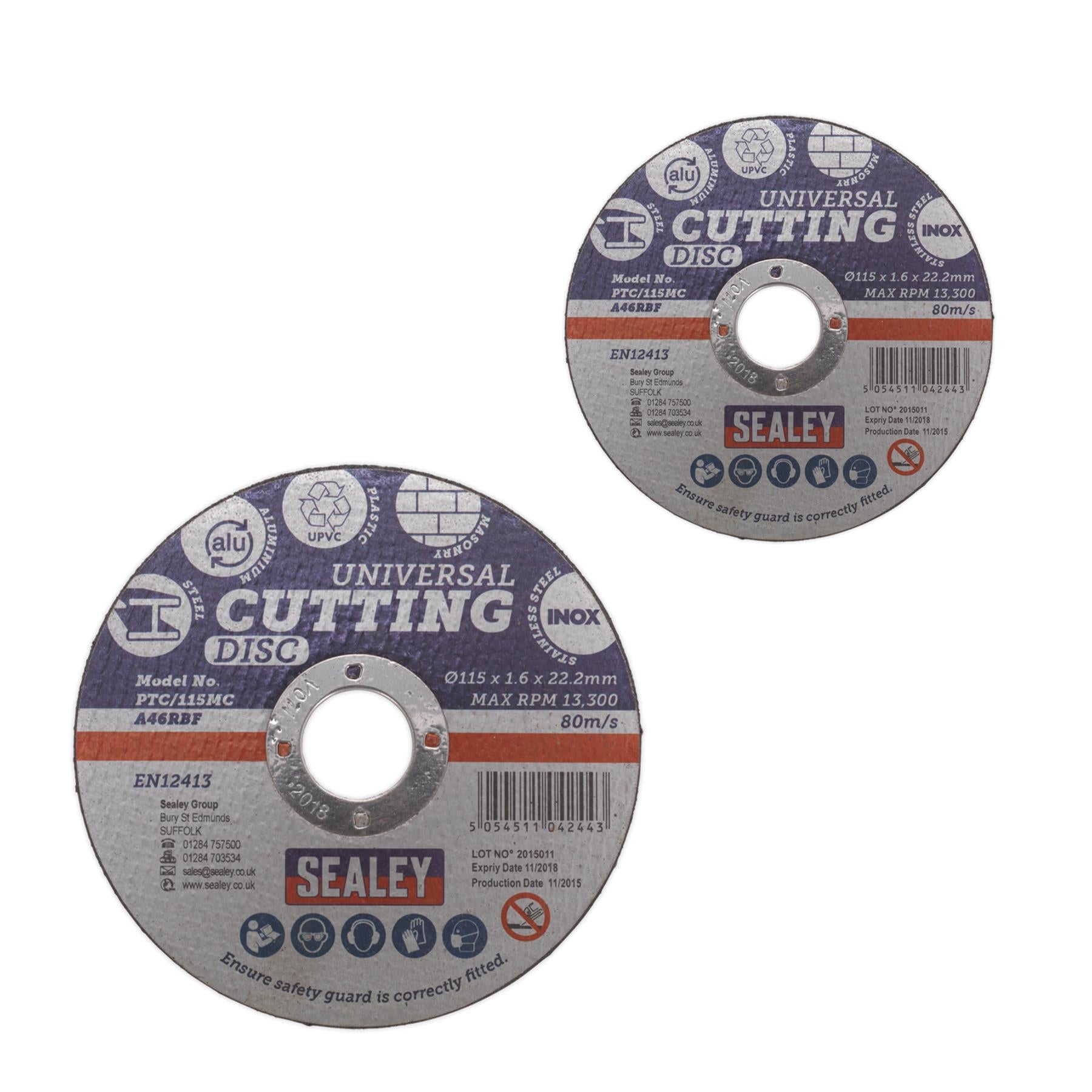 Sealey Multipurpose Cutting Disc Ø115 x 1.6mm Ø22.2mm Bore