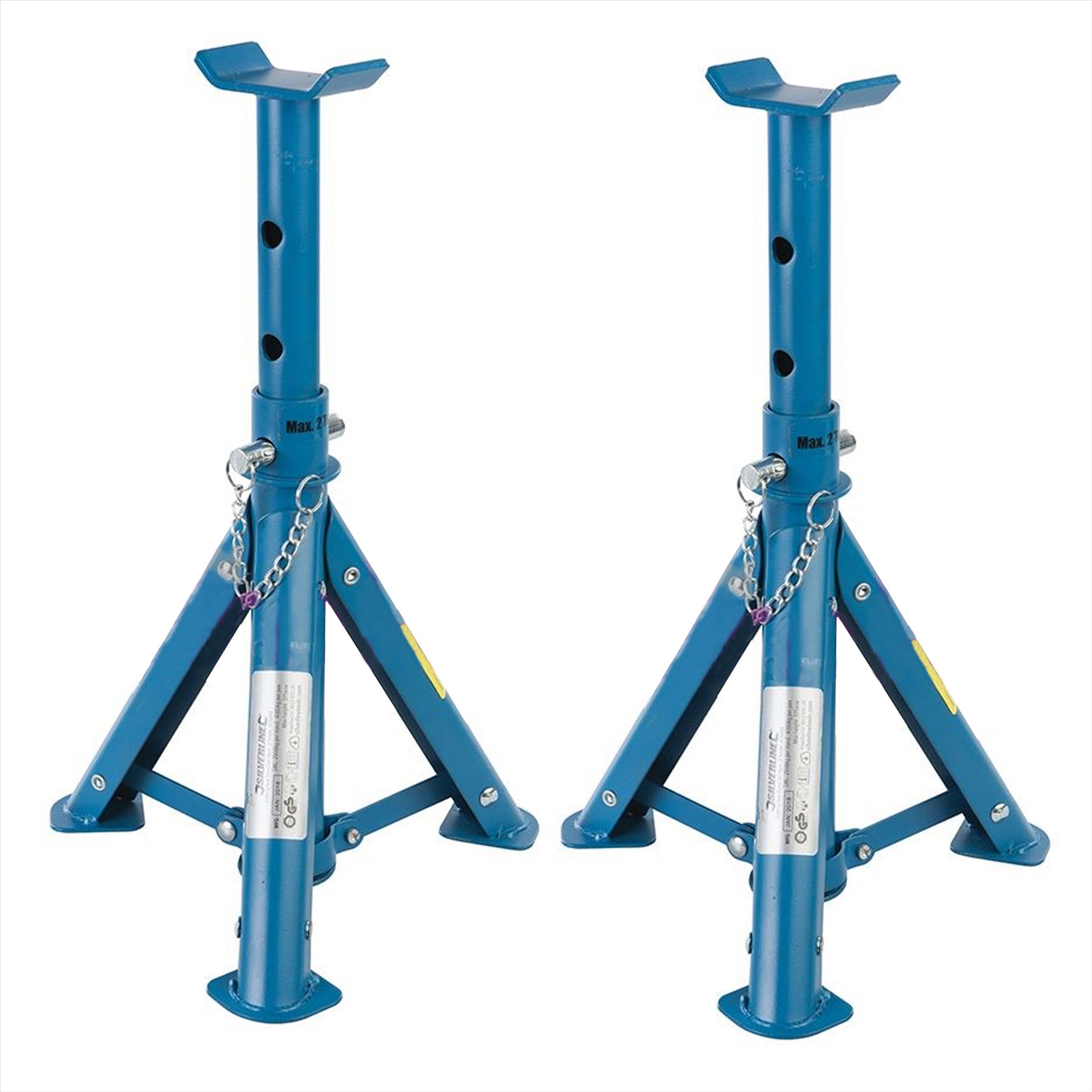 Folding Axle Stand Set 2Pc 2Tonne Strong Rust Resistant And Powder Coated