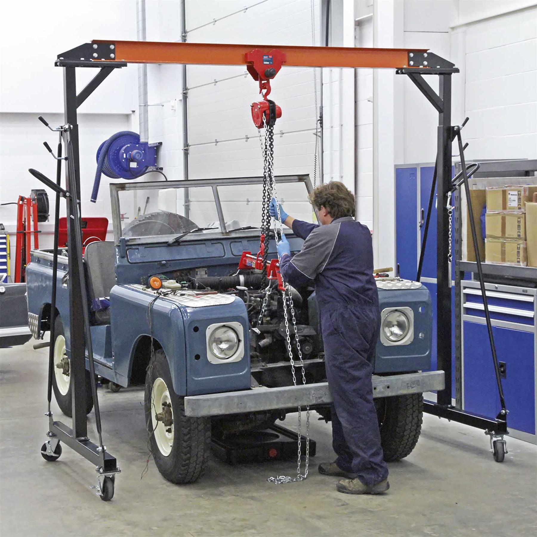 Sealey Tools SG1000 Portable Gantry Crane Adjustable 1 Tonne Lifting Mobile New