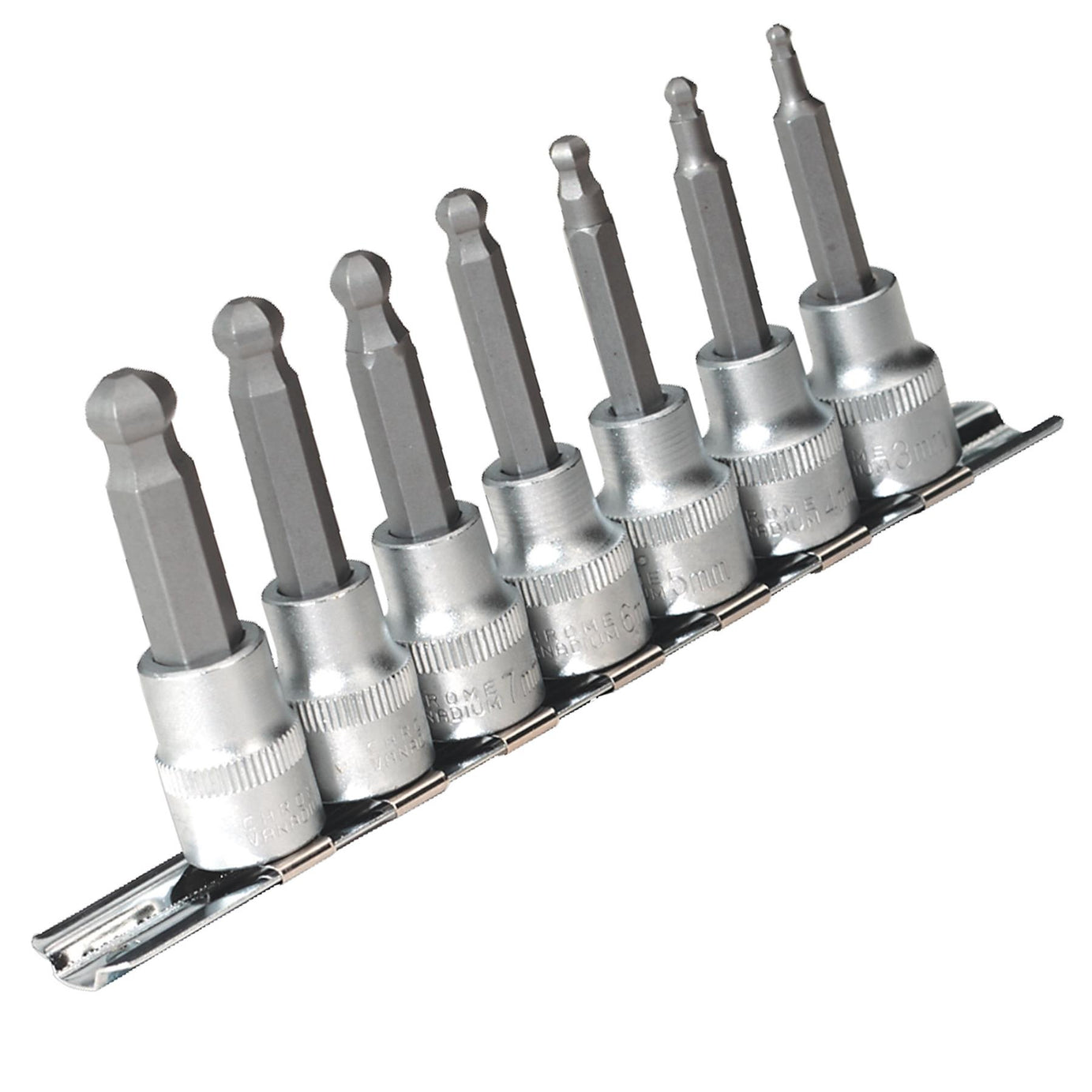 Sealey Hex Ball-End Socket Bit Set 7pc Metric 3/8"Sq Drive 62mm