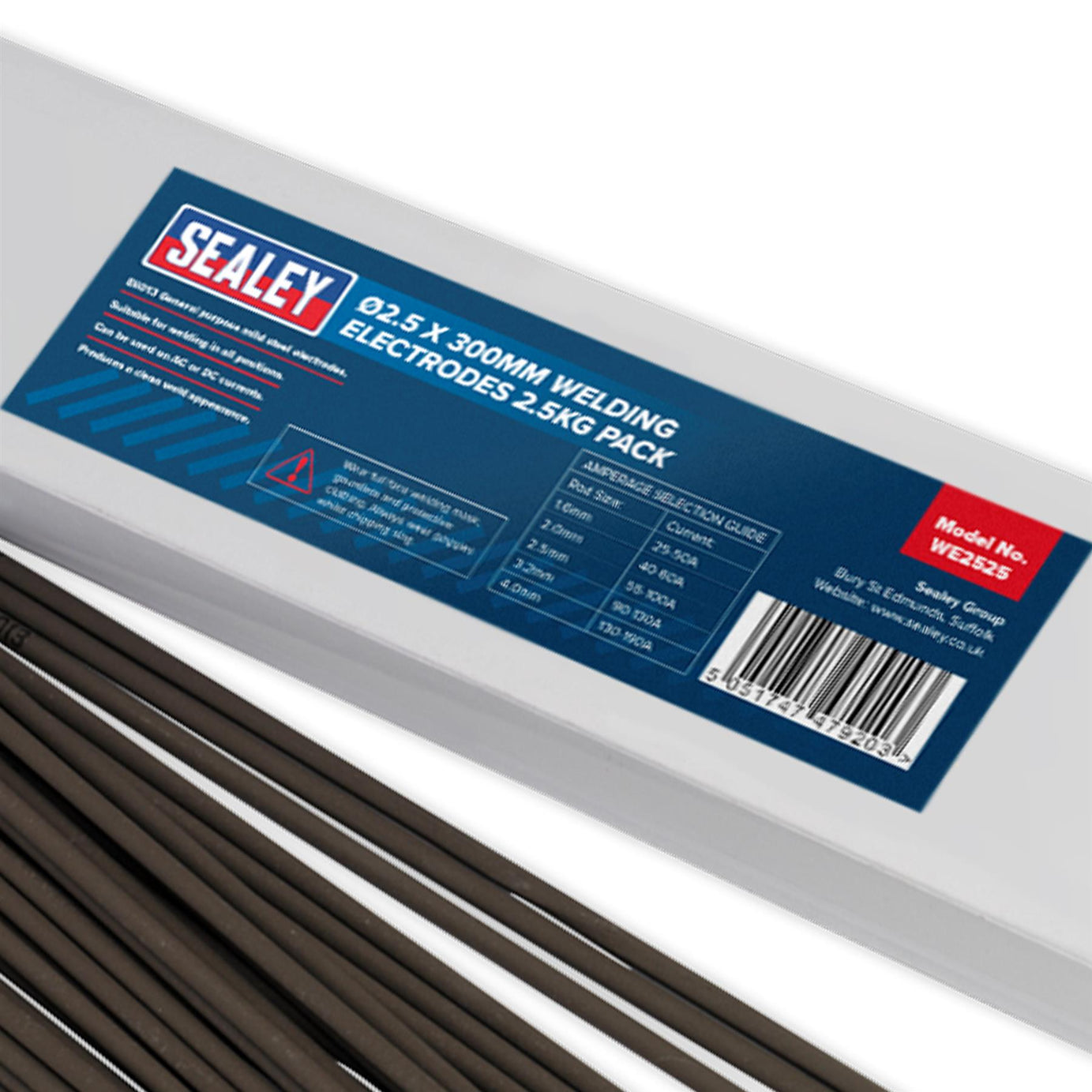 Welding Electrodes 2.5 x 300mm 2.5kg Pack mild steel electrodes made Sealey