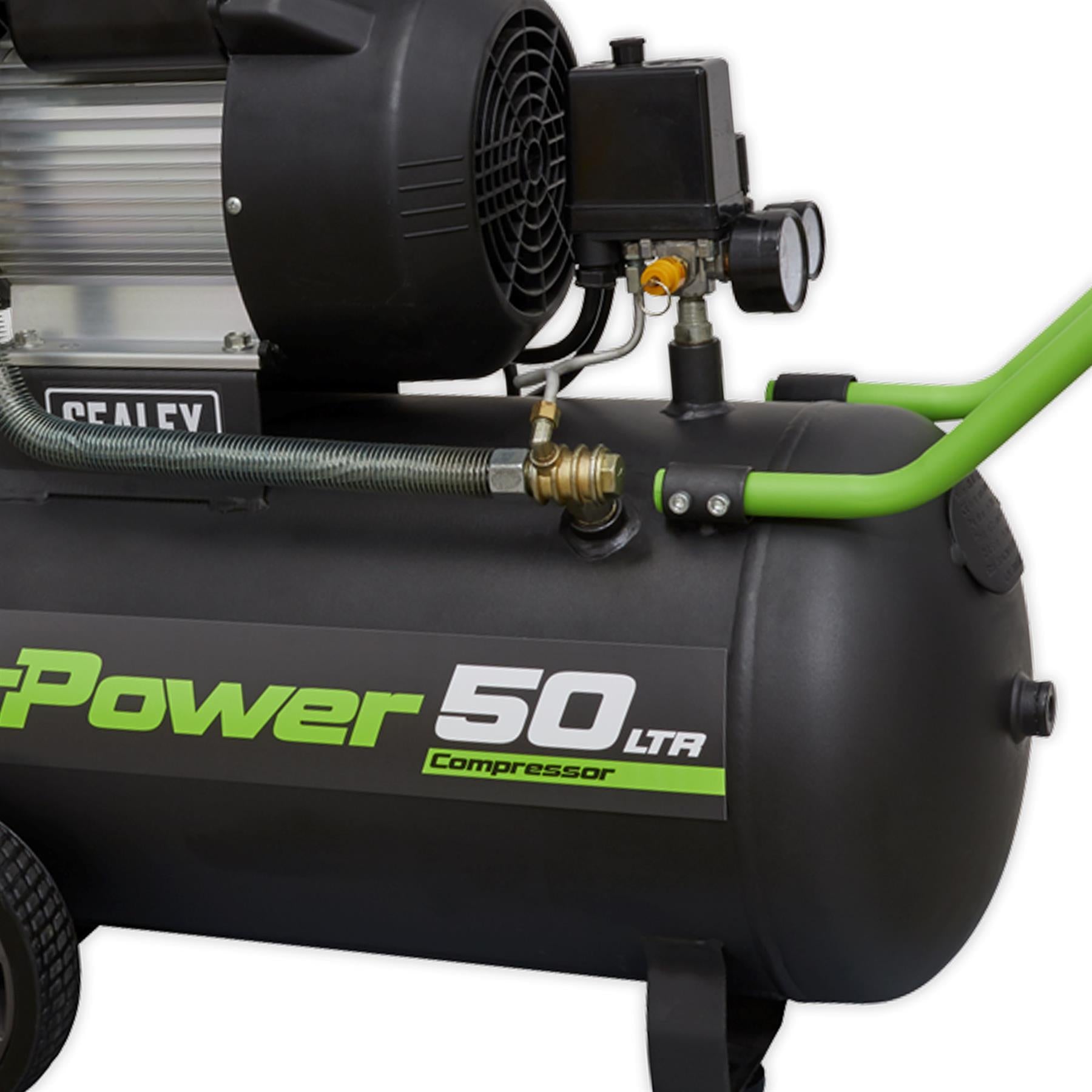 Sealey Tools SAC5030VE Air Compressor 50 Litre 50L 3HP 230V V Twin Direct Drive