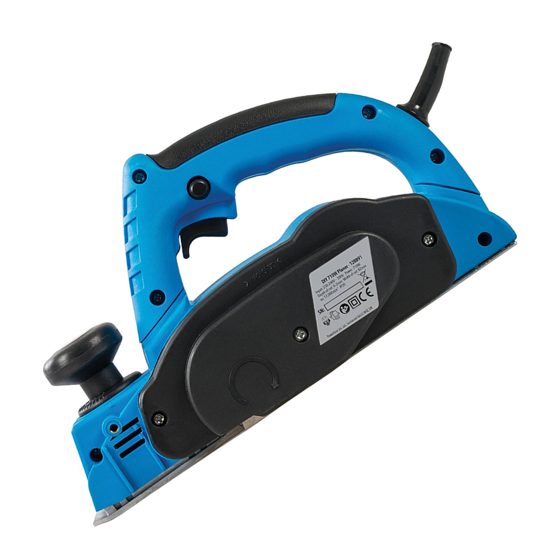 Heavy Duty 710W Electric Planer With Parallel And Rebate Guides Dust Bag