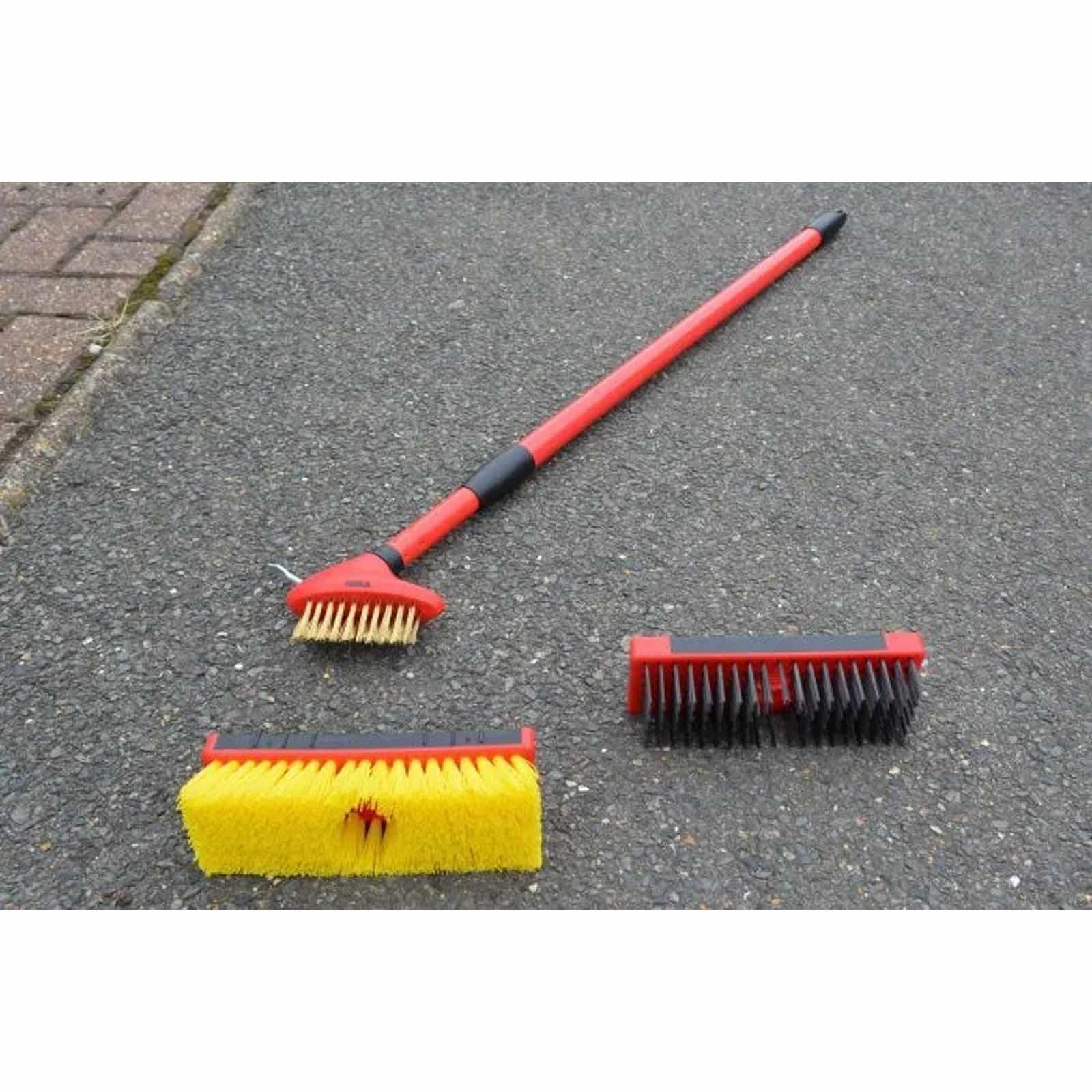 Heavy Duty Extendable 3pc Garden Brush Set Outdoor Patio Path Clean