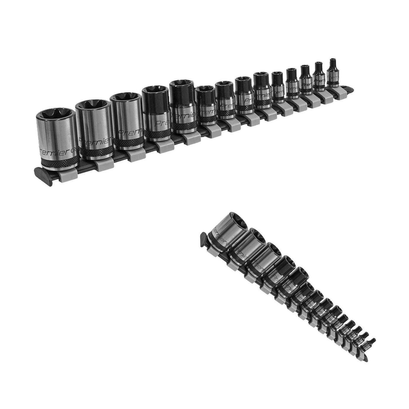 TRX-Star Socket Set 14pc 1/4,3/8,1/2"Sq Dr E4-E24 Blk Series Sealey
