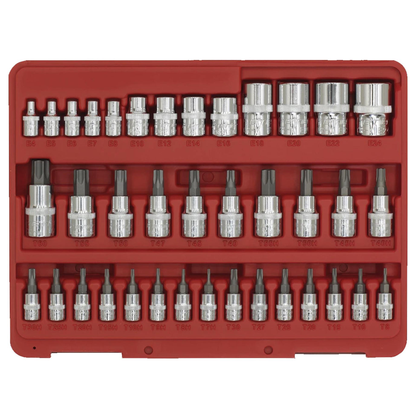 Sealey TRX-Star* & Security Socket Bit Set 38pc 1/4",3/8"&1/2"Sq Dr