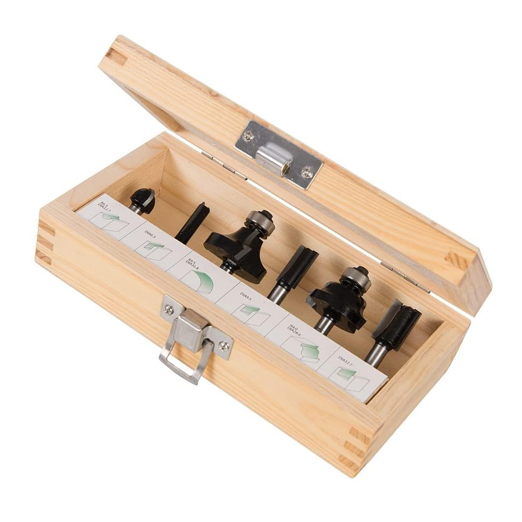 1/4" Kitchen Worktop Fitters Bit Set 6Pce Twin Flutes For Clean, Precise Cutting