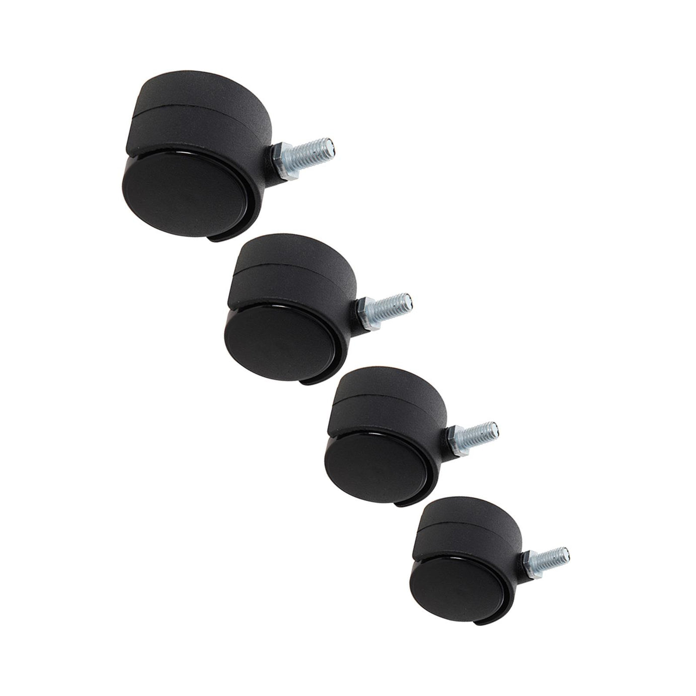 4Pk Twin Wheel Castor Bolt - 40mm Bolt Twin Swivel Action Non-Marking Tyres