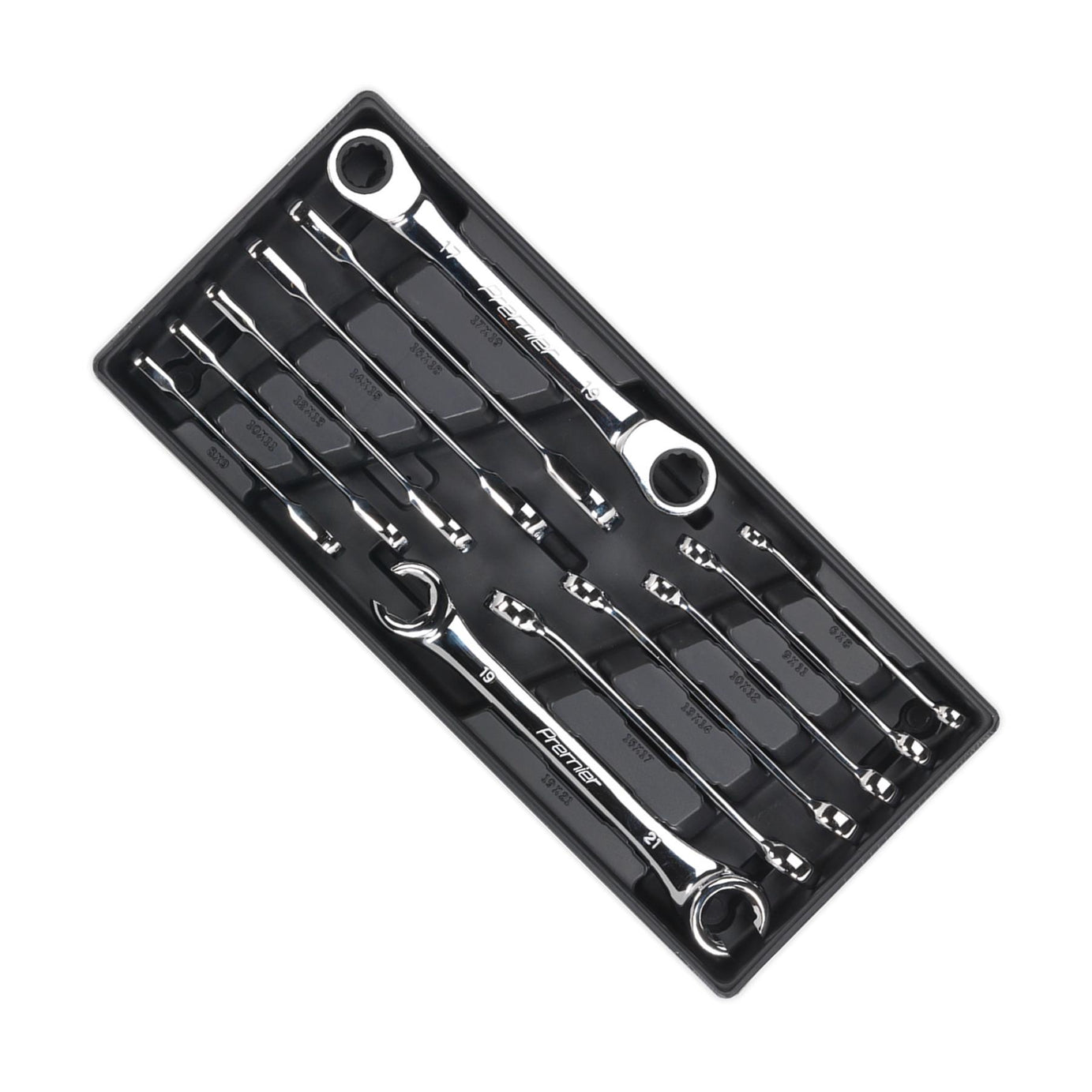 Sealey Tool Tray with Flare Nut & Ratchet Ring Spanner Set 12pc