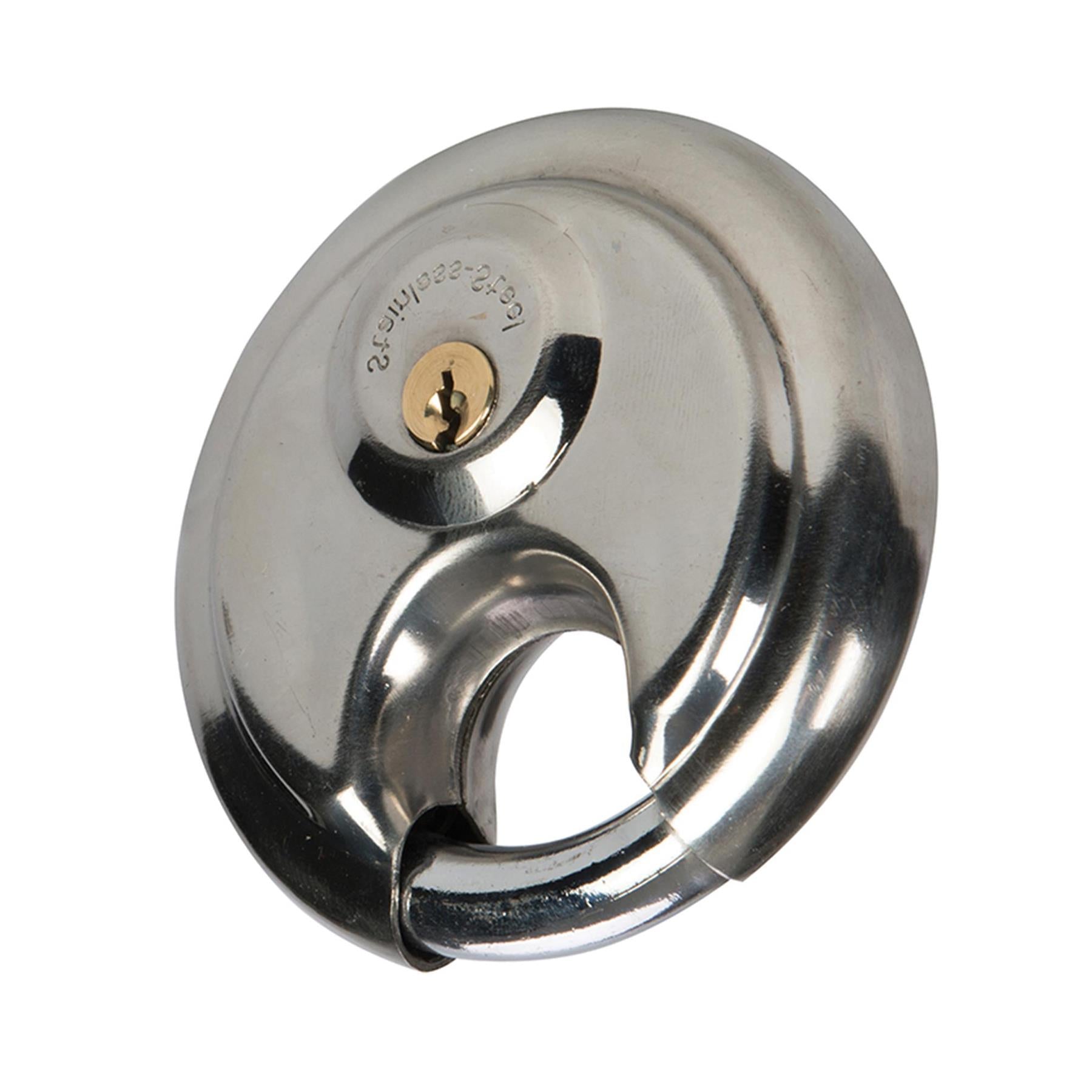 Stainless Steel Security Disc Padlock 90mm 3 Keys Hardened Steel Shackle