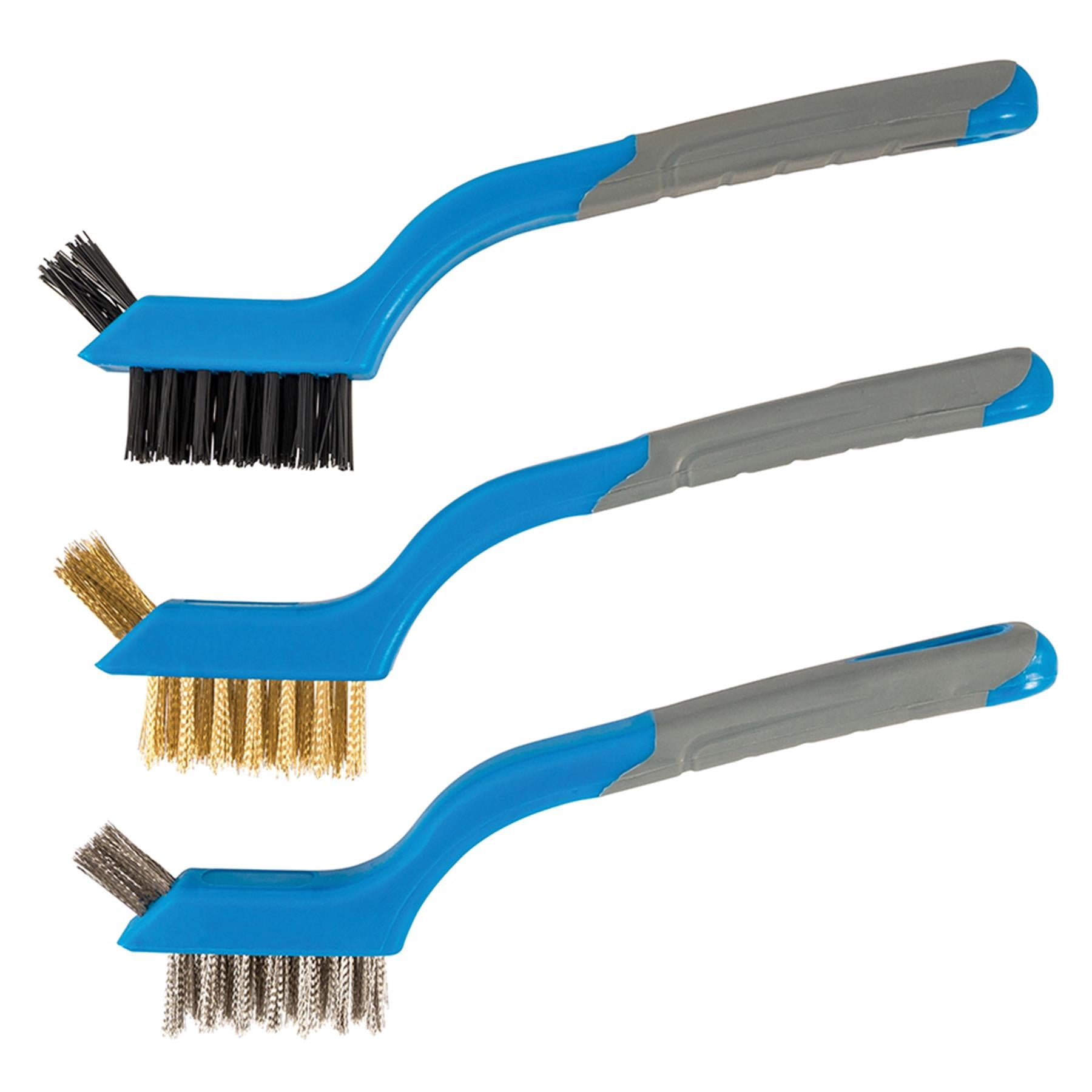 3Pce Mini Wire Brush Set Removing Rust Scale Surface Preparation Cleaning Garage