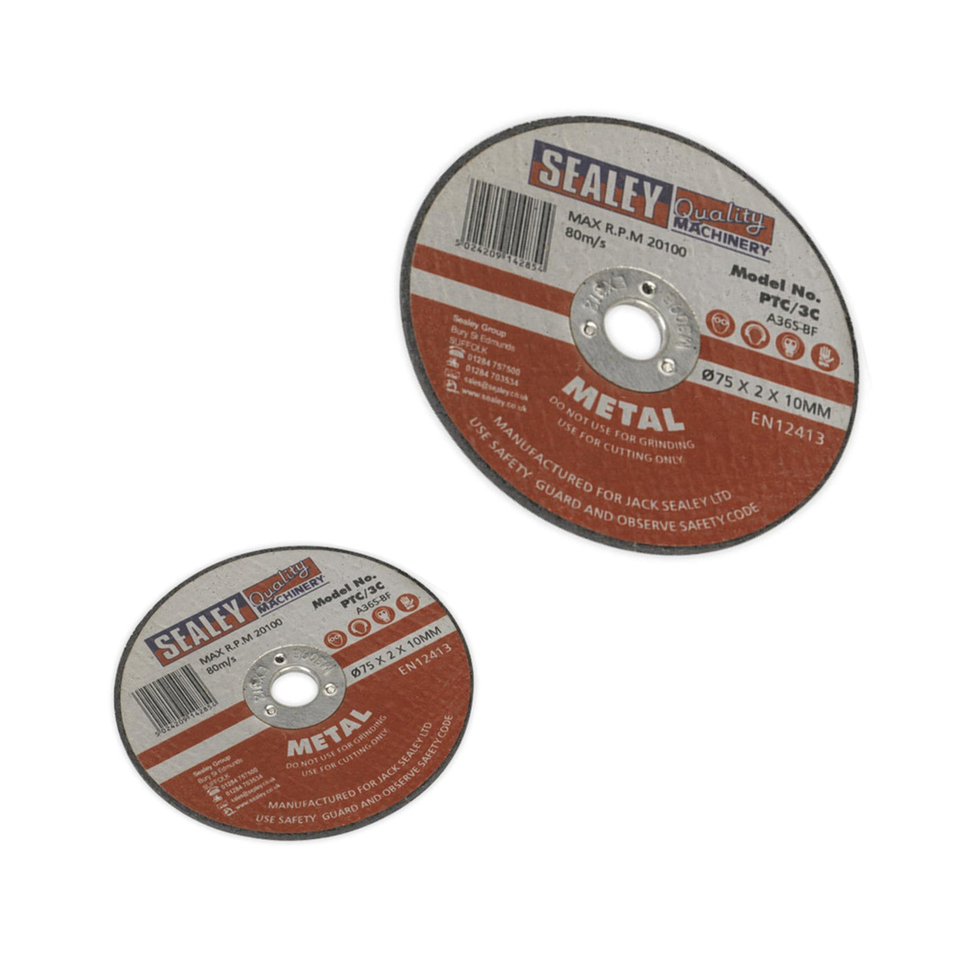 Sealey Cutting Disc Ø75 x 2mm Ø10mm Bore Pack of 5