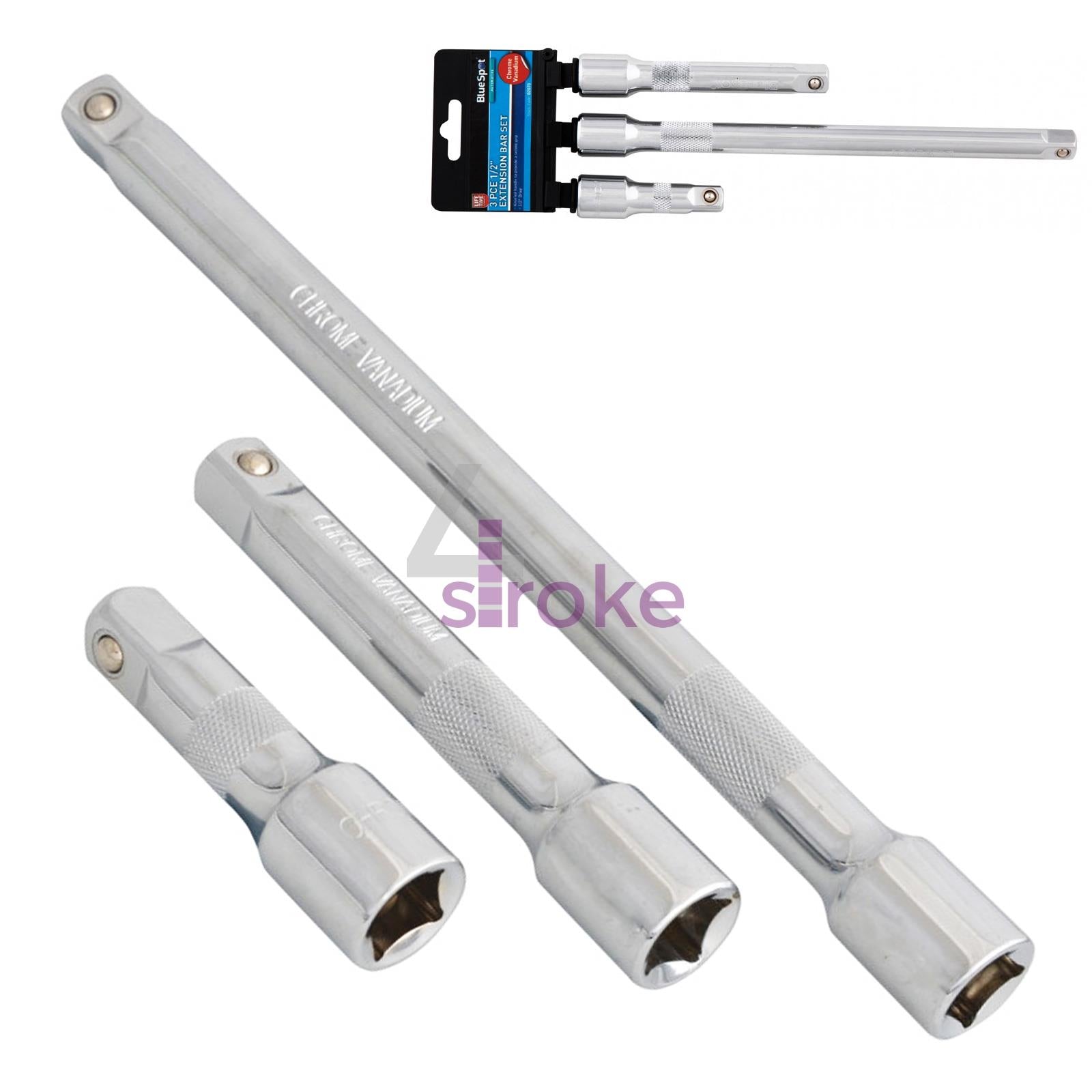 BlueSpot 3 Piece Spring Loaded 1/2 Inch Extension Bar Set 3, 5 and 10 Inch