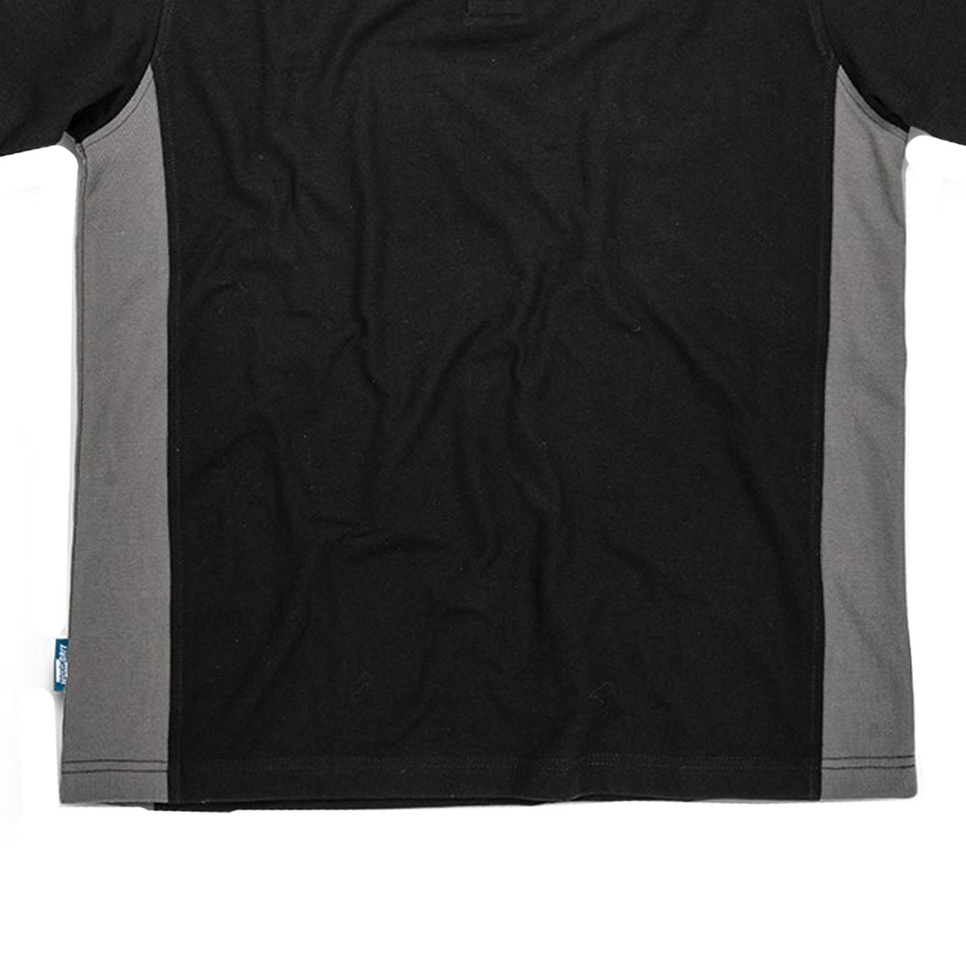 Tough Grit Mens 2-Tone Polo Colour Side Panels T Shirt Black/Charcoal S