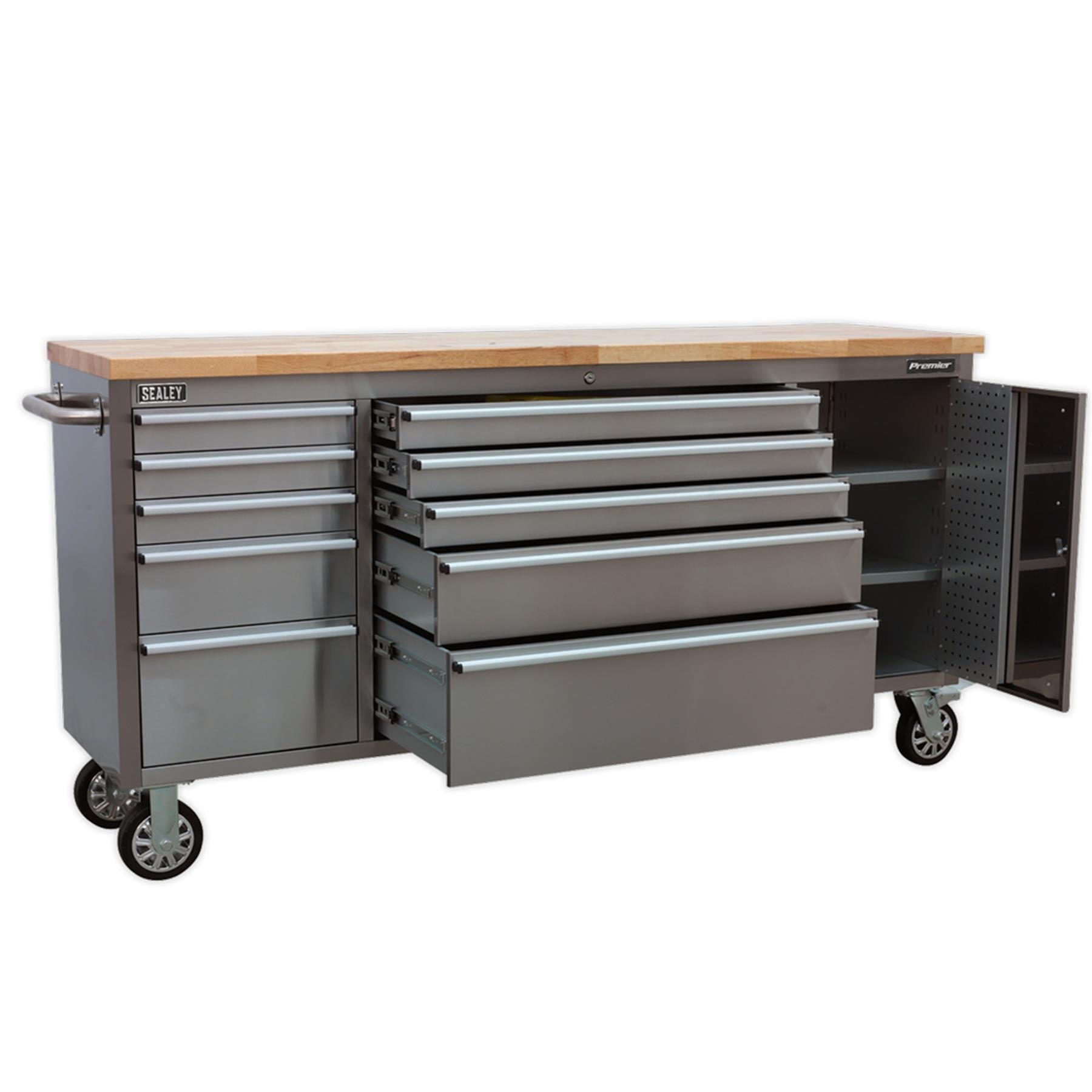 Sealey Mobile Stainless Steel Tool Cabinet 10 Drawer & Cupboard