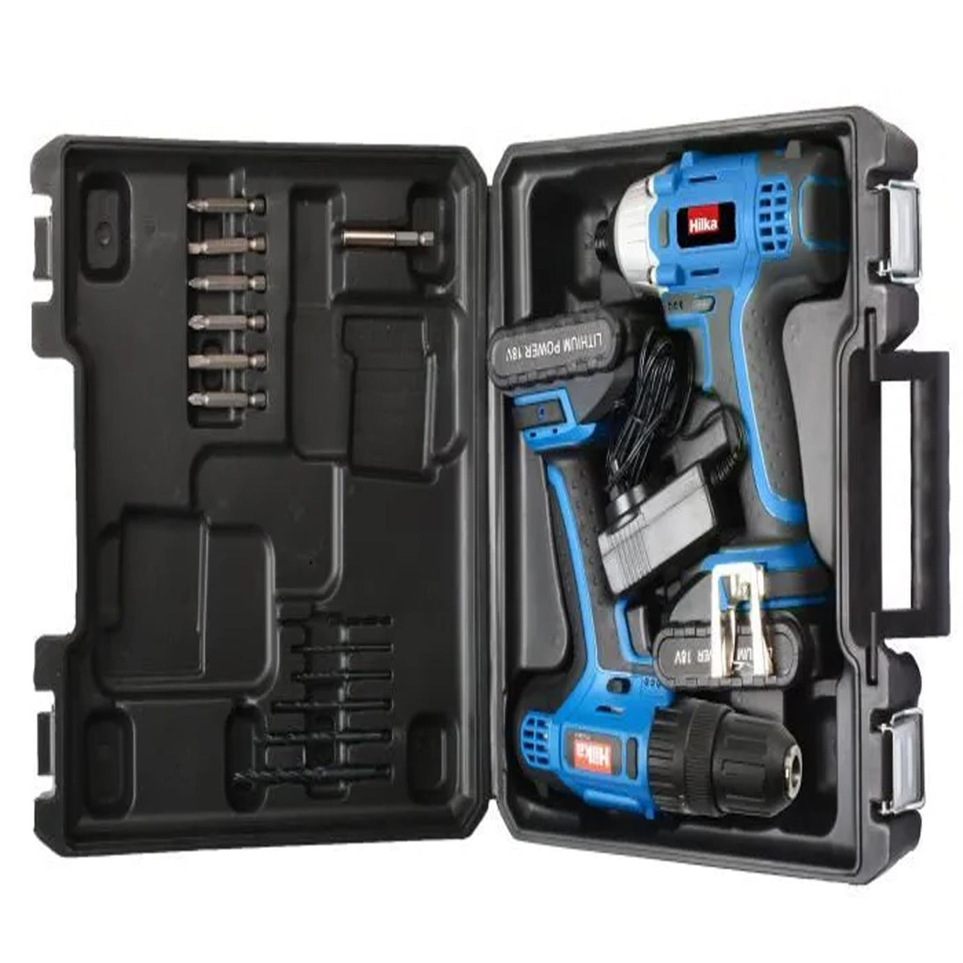 Hilka 18V Li-ion Cordless Drill Driver Electric Impact Driver Drills With 2 Batteries