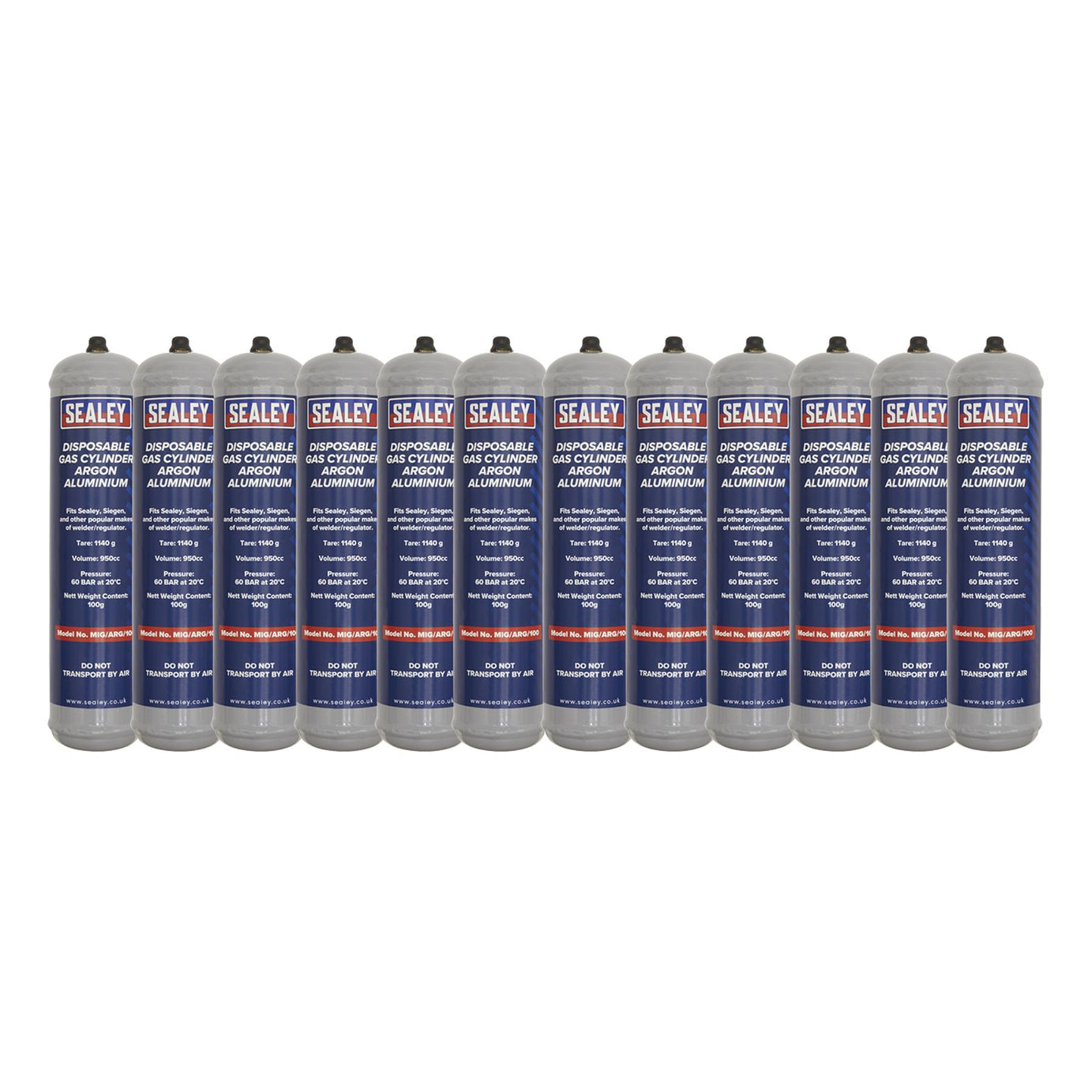 Sealey Gas Cylinder Disposable Argon 100g - Box of 12