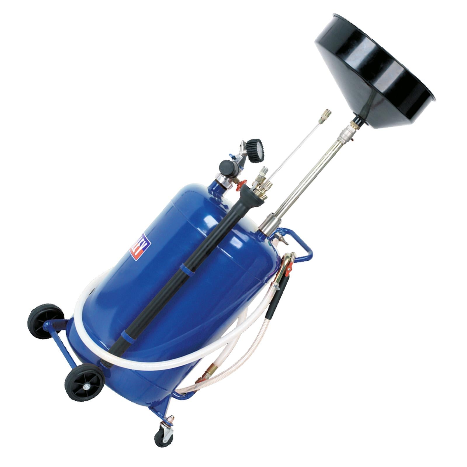 Sealey Mobile Oil Drainer with Probes 90L Air Discharge