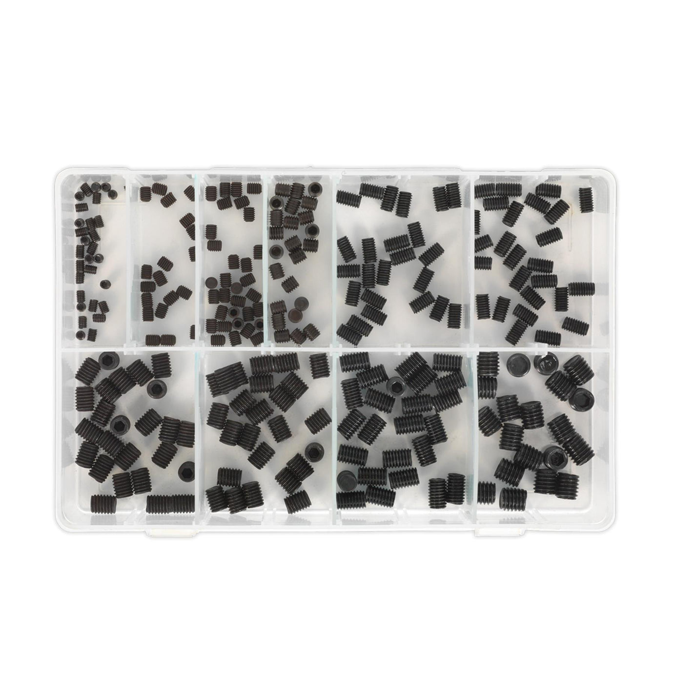 Sealey 250pcs Allen Grub Screw Assortment Cup Point Set DIN 916 M4-M10 Metric