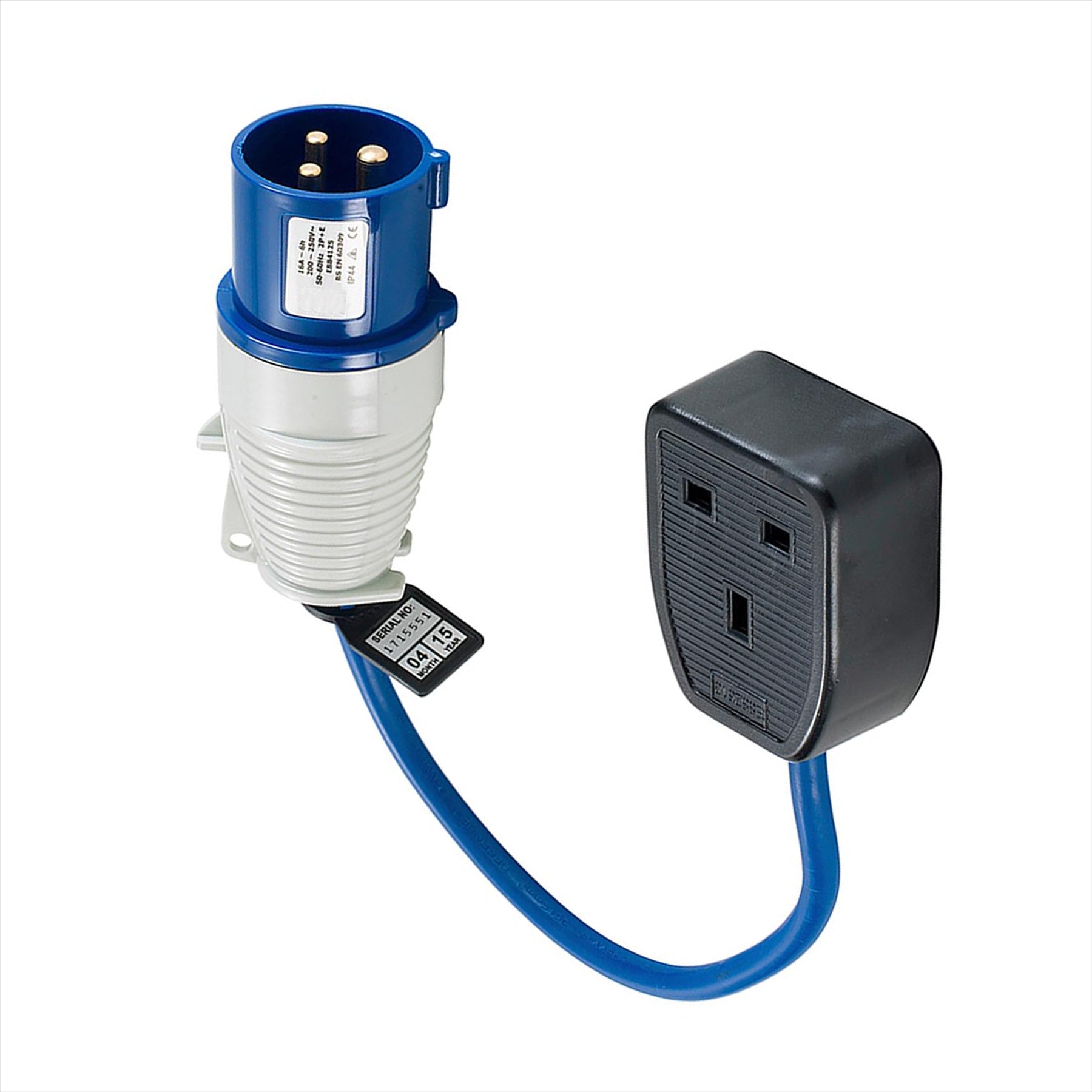Defender Fly Lead Converter 16A - 13A 230V Single socket with 25cm cable