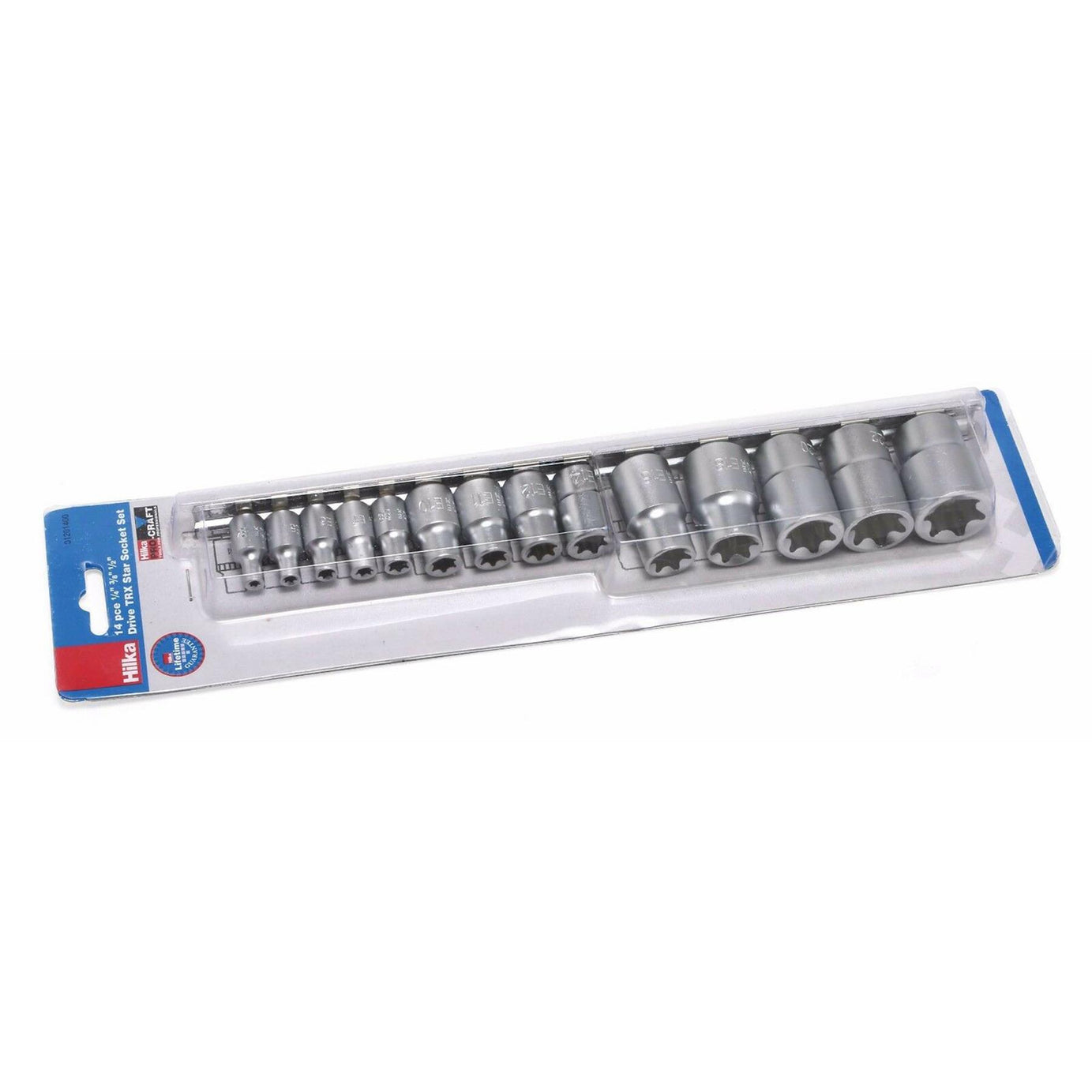 Hilka Female TORX Bit STAR E Socket Set on Rail 1/4” 3/8” & 1/2” Drive. 14 TORX