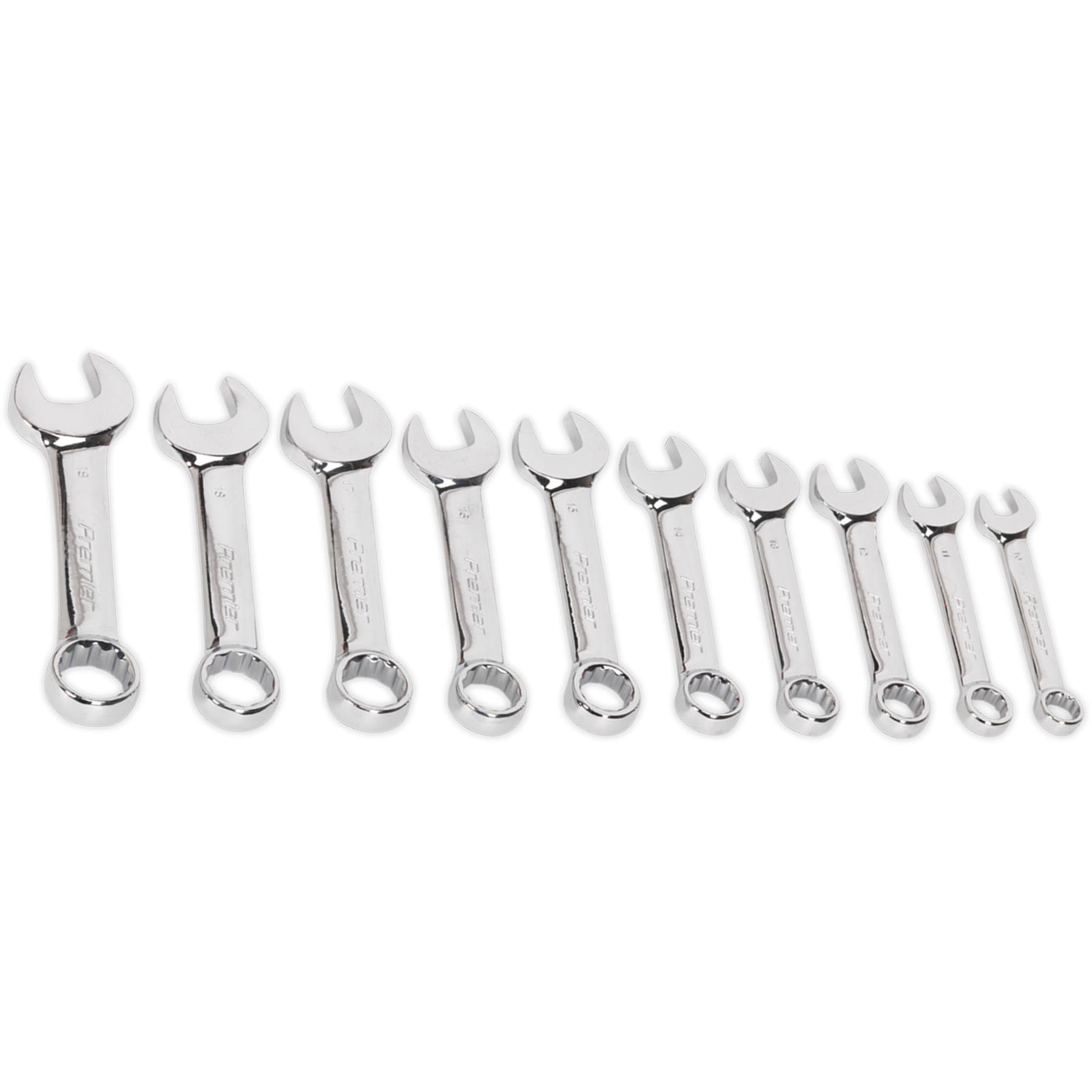 Sealey Combination Spanner Set 10pc Stubby Metric