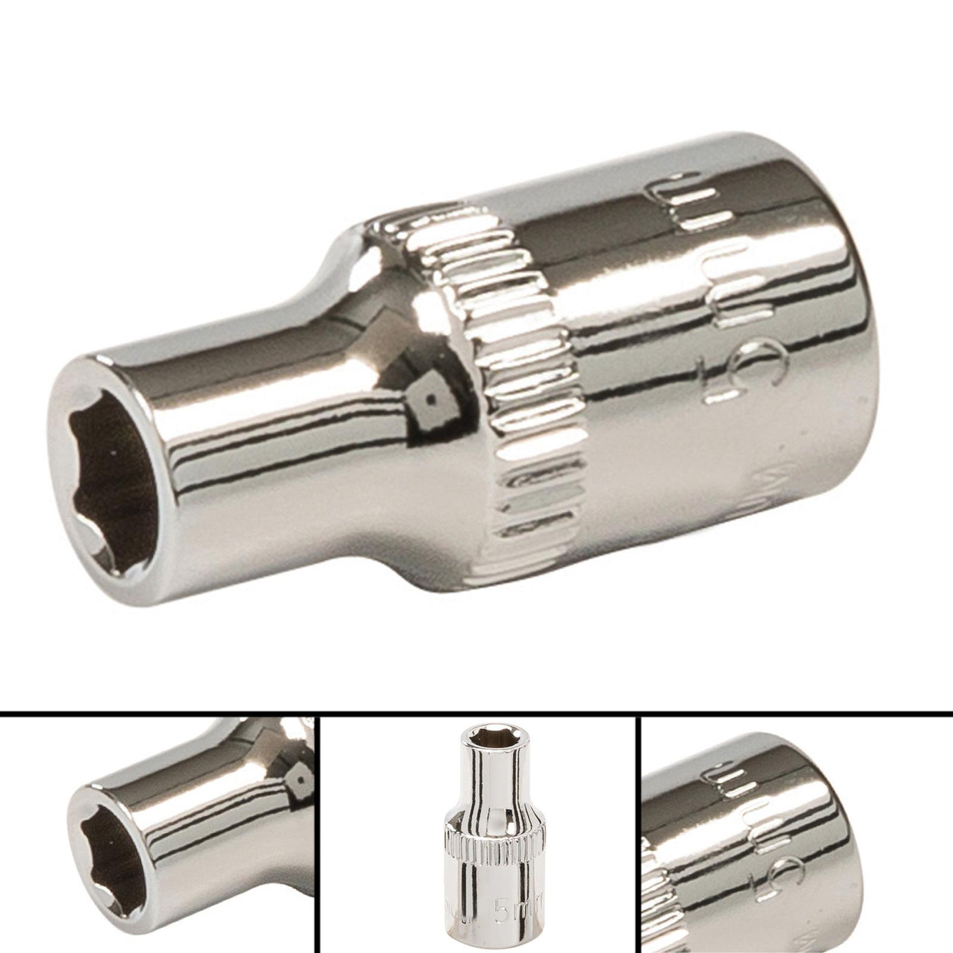 Quality Socket 1/4" Drive Metric Hex Square 5mm Individual Hex Polished Crv